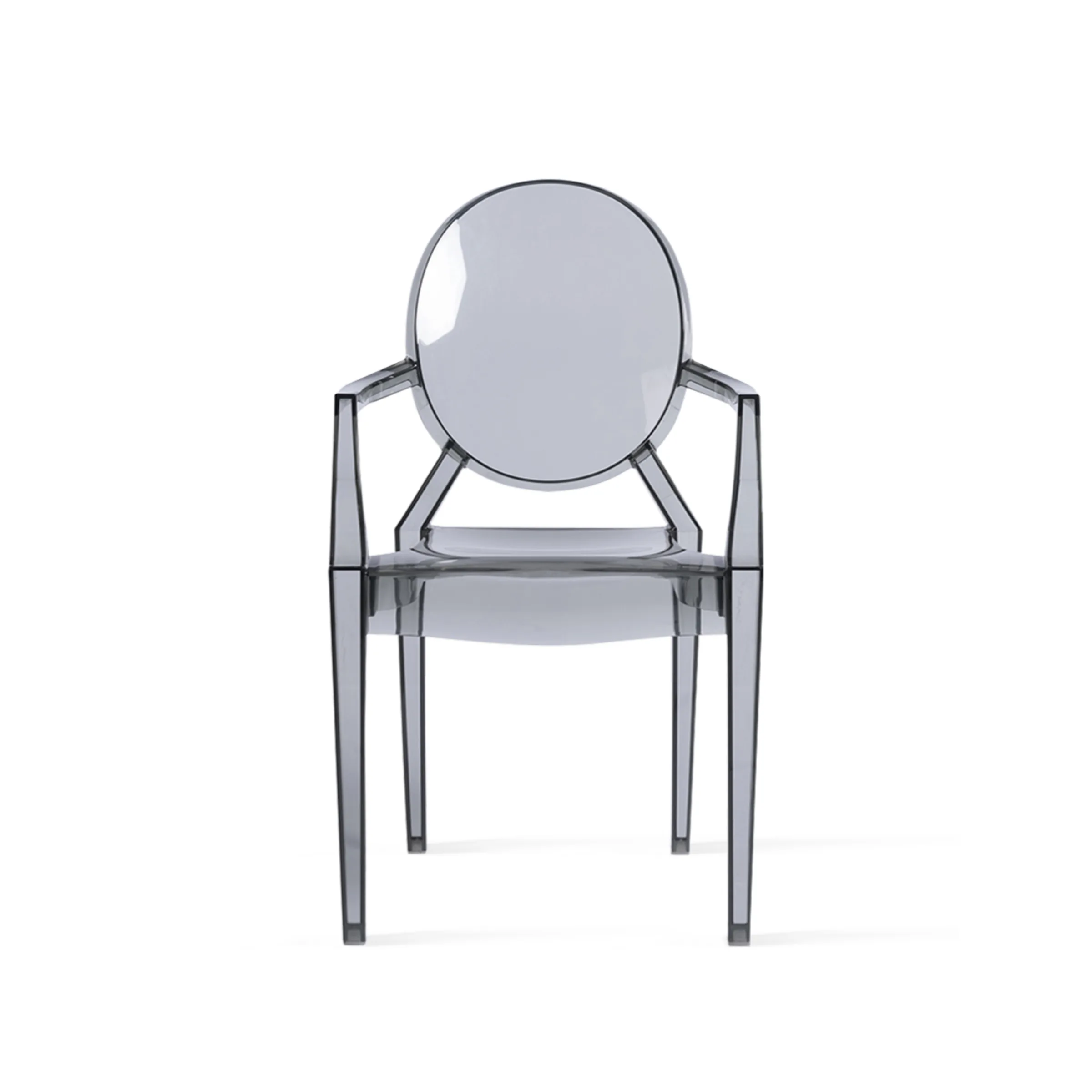 Philippe Starck Louis Ghost Chair with Arms Replica, Smoky Black