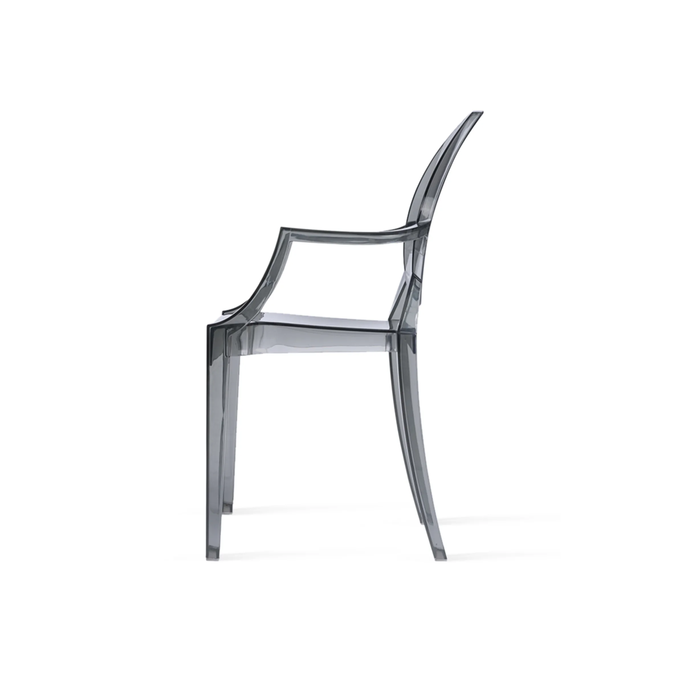Philippe Starck Louis Ghost Chair with Arms Replica, Smoky Black