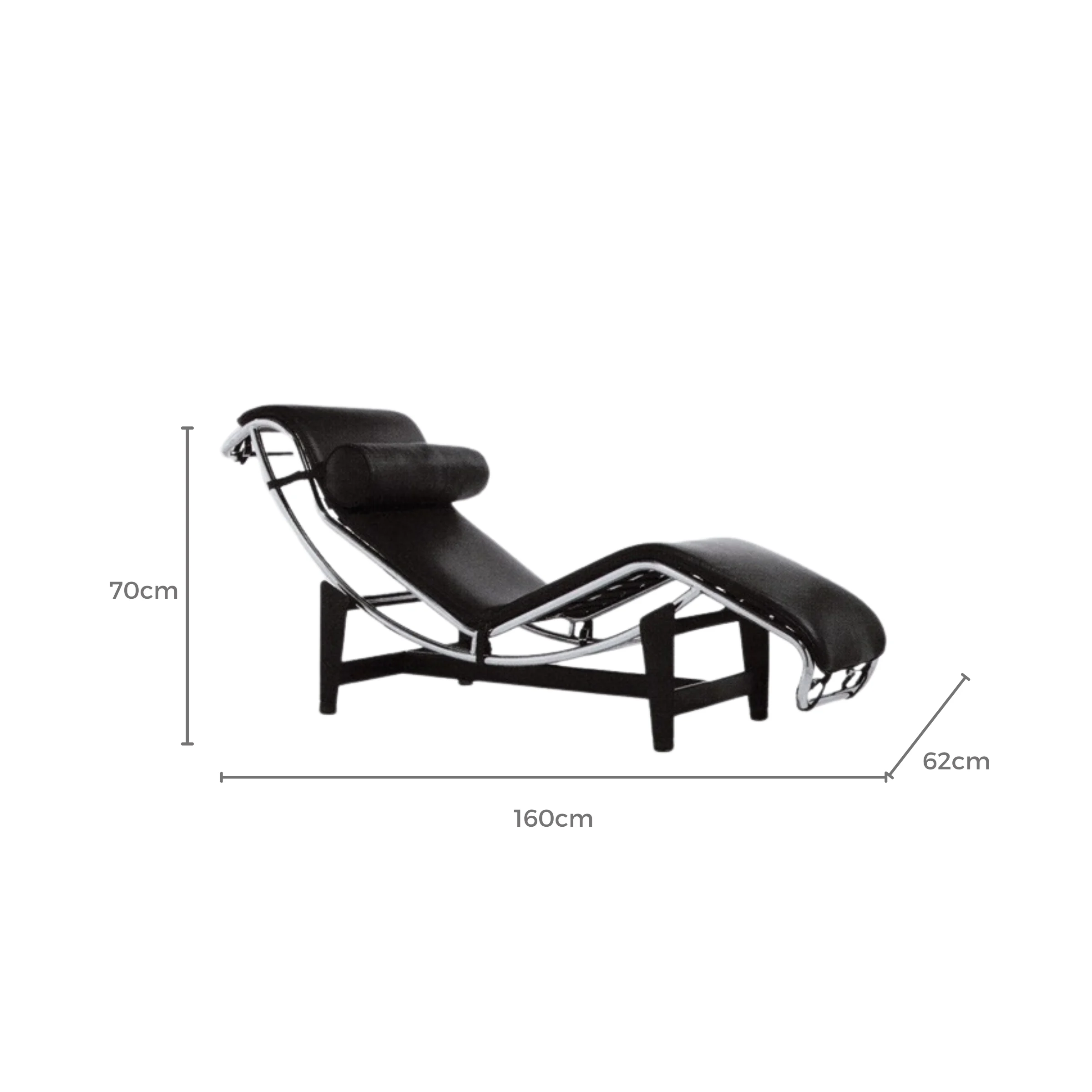 Le Corbusier LC4 Chaise Lounge Replica, Genuine Leather