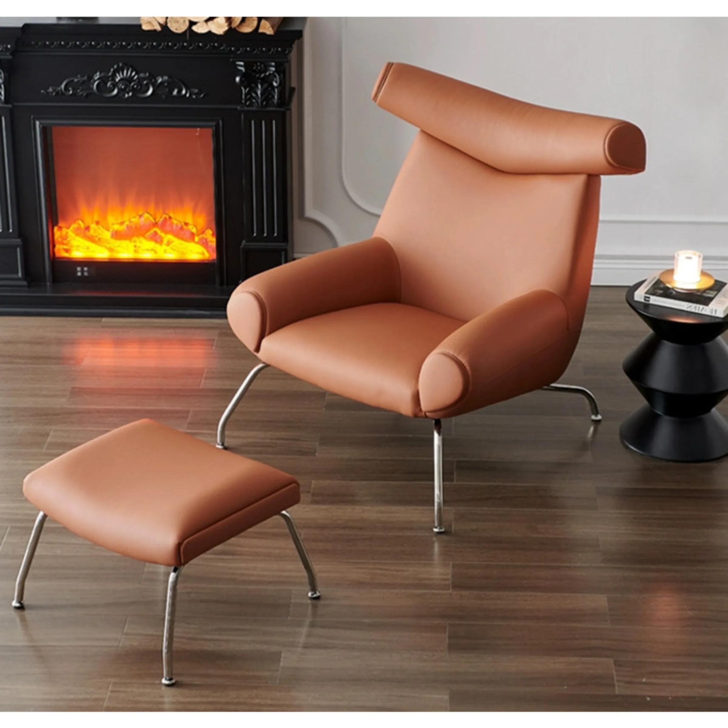 Hans Wegner OX Armchair with Ottoman Replica