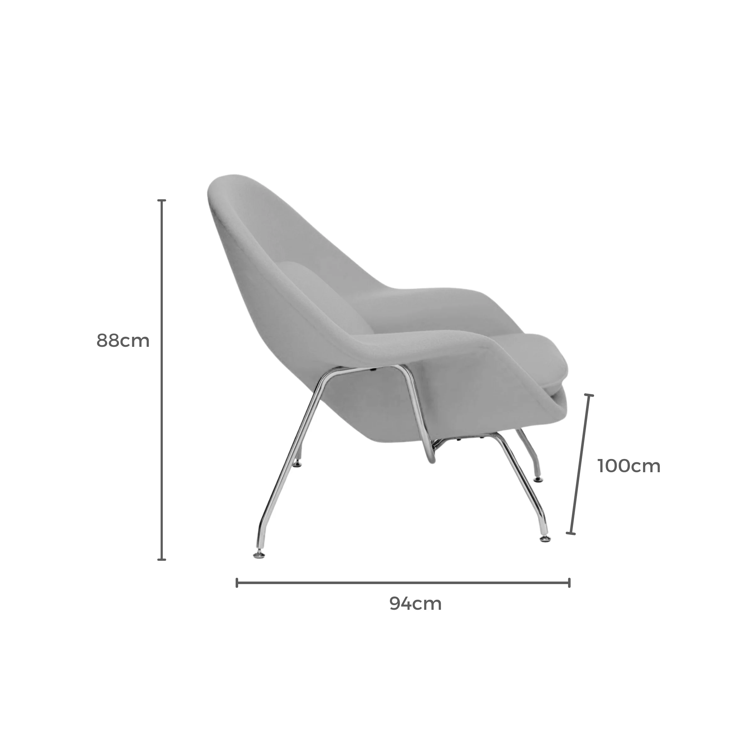 Replica Womb Chair with Ottoman, Blue