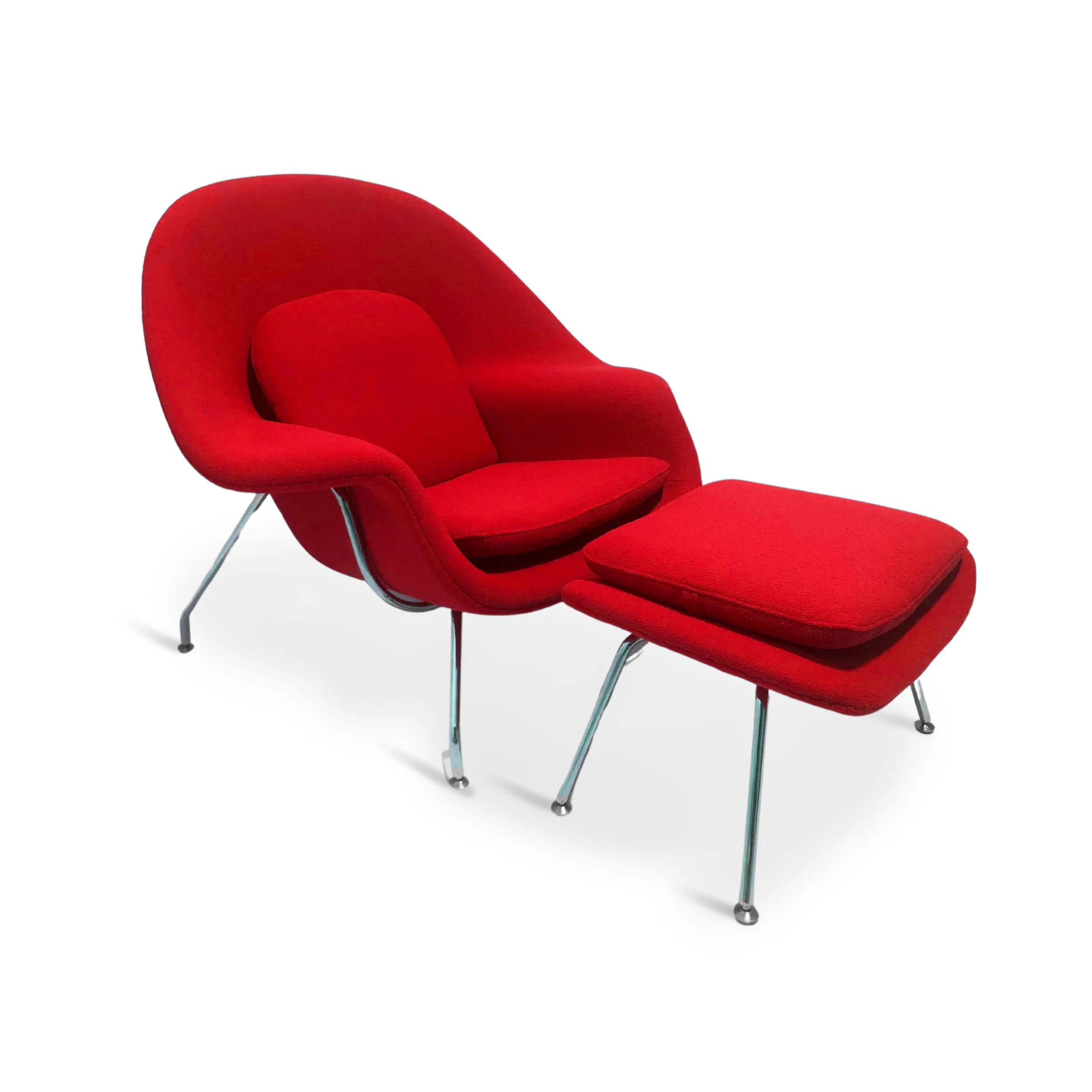 Replica Womb Chair with Ottoman, Red