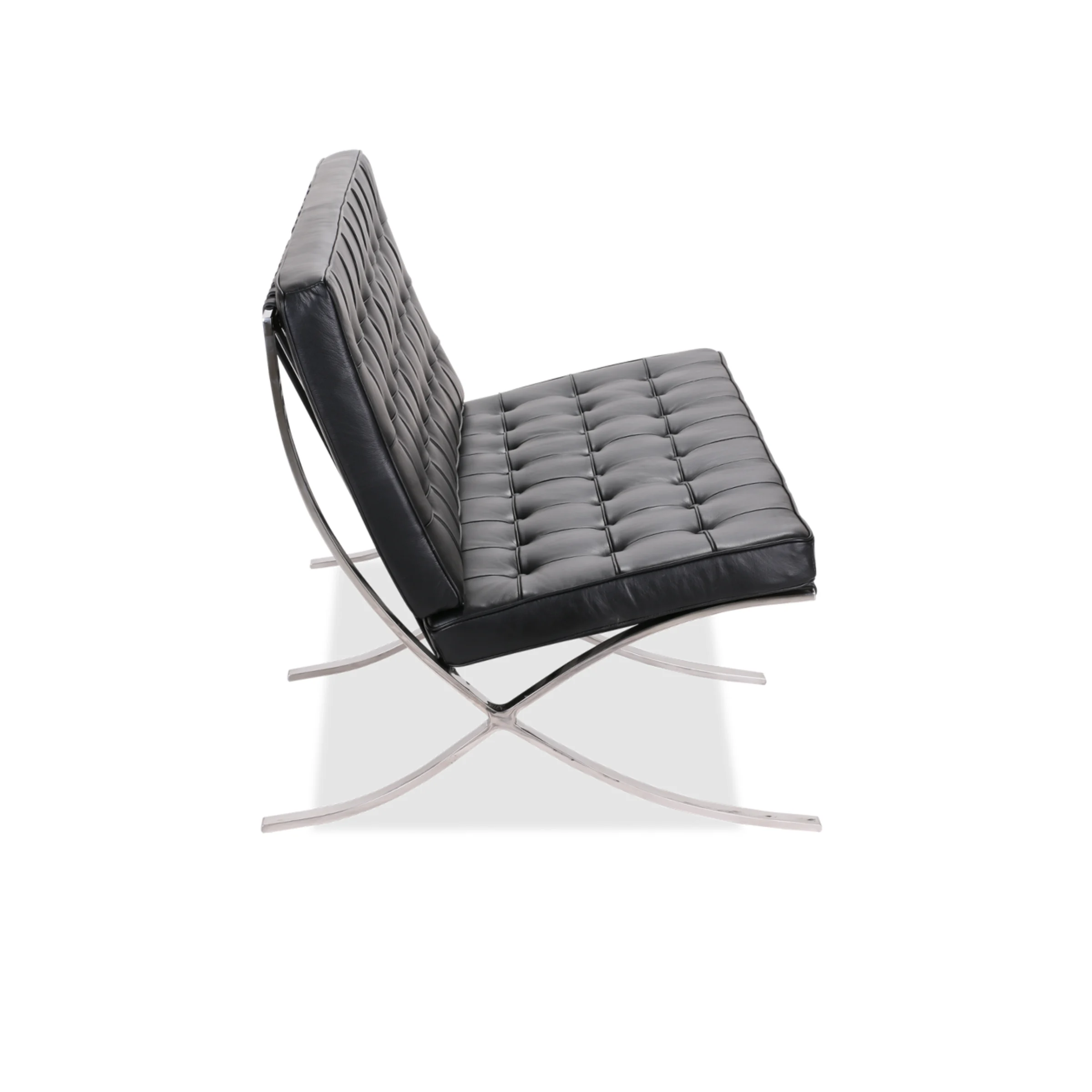 Mies Van Der Rohe Barcelona Chair with Ottoman Replica, 2-Seater