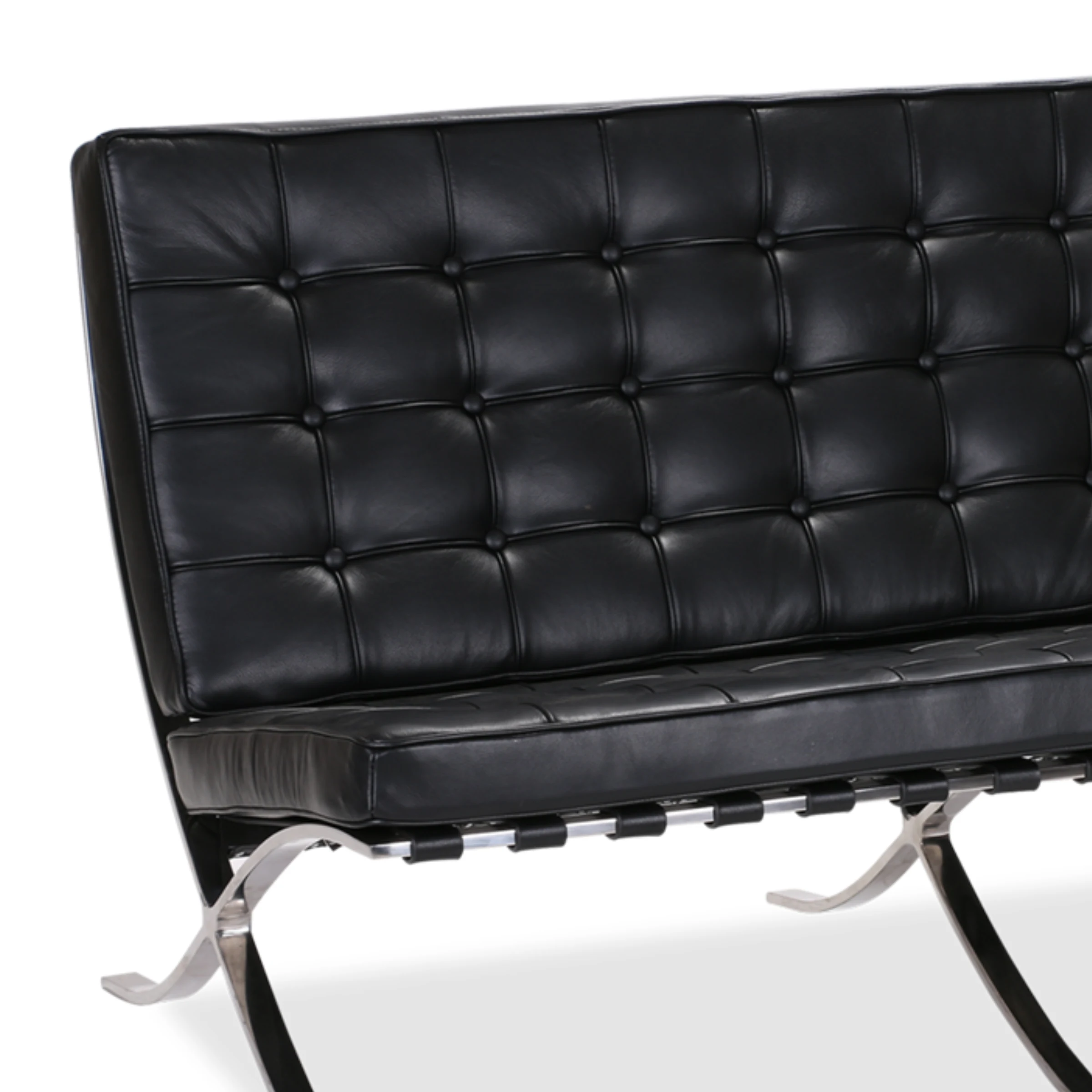 Mies Van Der Rohe Barcelona Chair with Ottoman Replica, 2-Seater