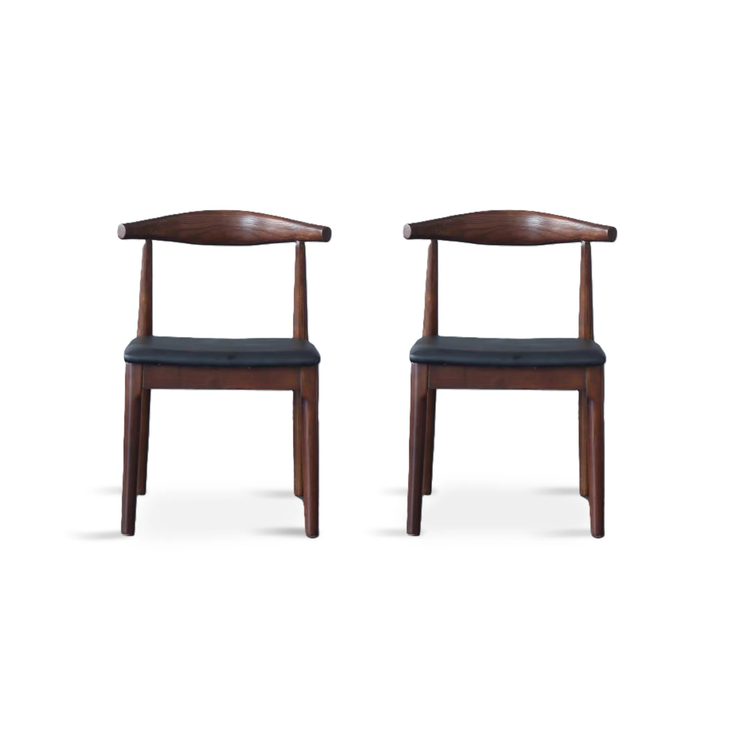 Replica Hans Wegner Elbow Chair CH20, Set of 2, Walnut & Black