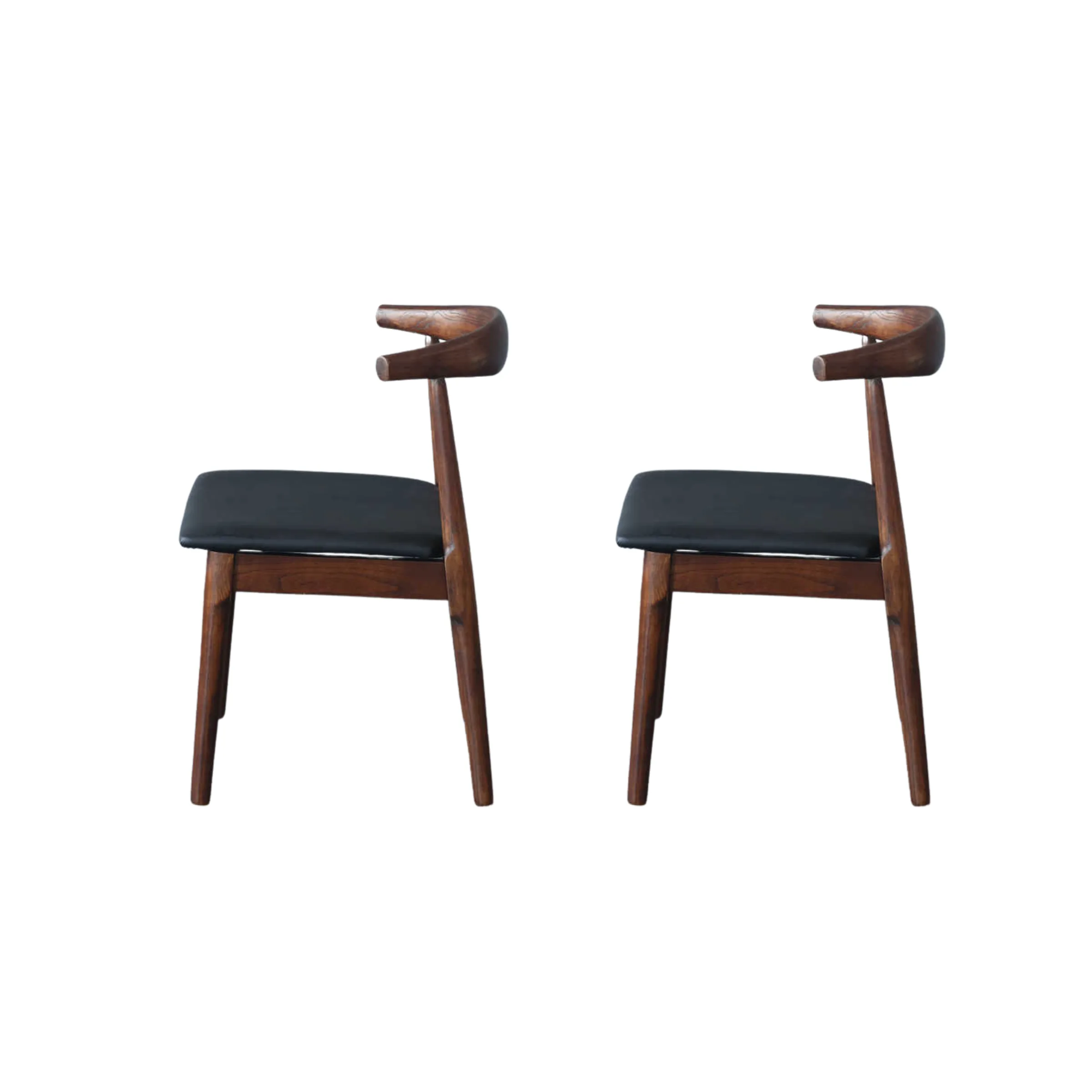 Replica Hans Wegner Elbow Chair CH20, Set of 2, Walnut & Black