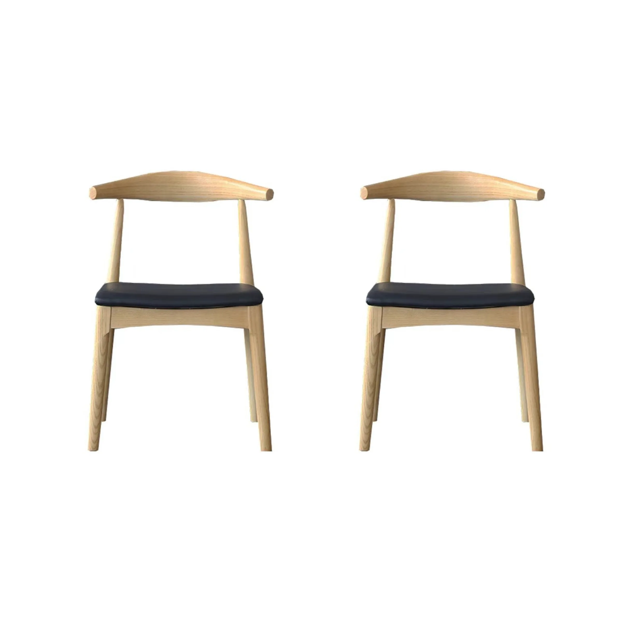 Replica Hans Wegner Elbow Chair CH20, Set of 2, Natural & Black