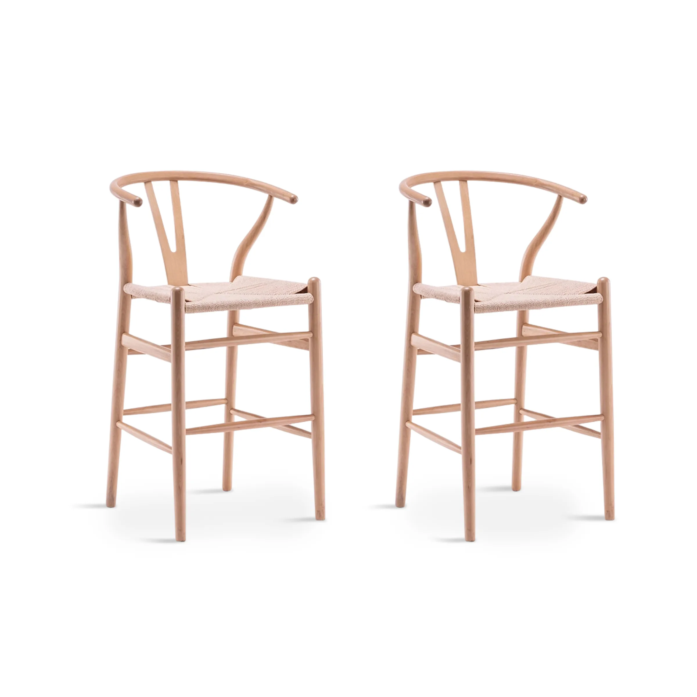 Replica Hans Wegner Wishbone Stool, Set of 2, Natural