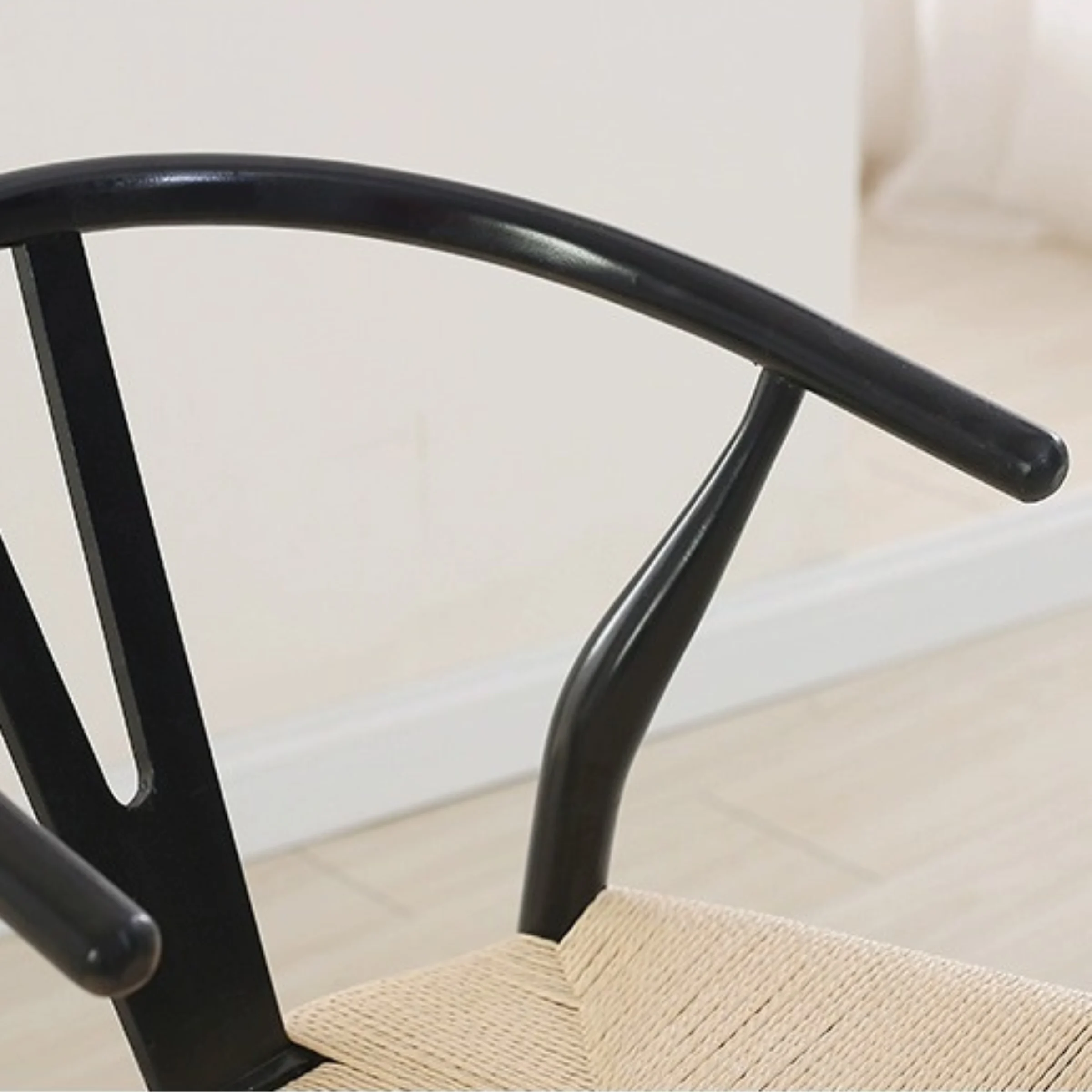 Replica Hans Wegner Wishbone Stool, Set of 2, Black & Natural