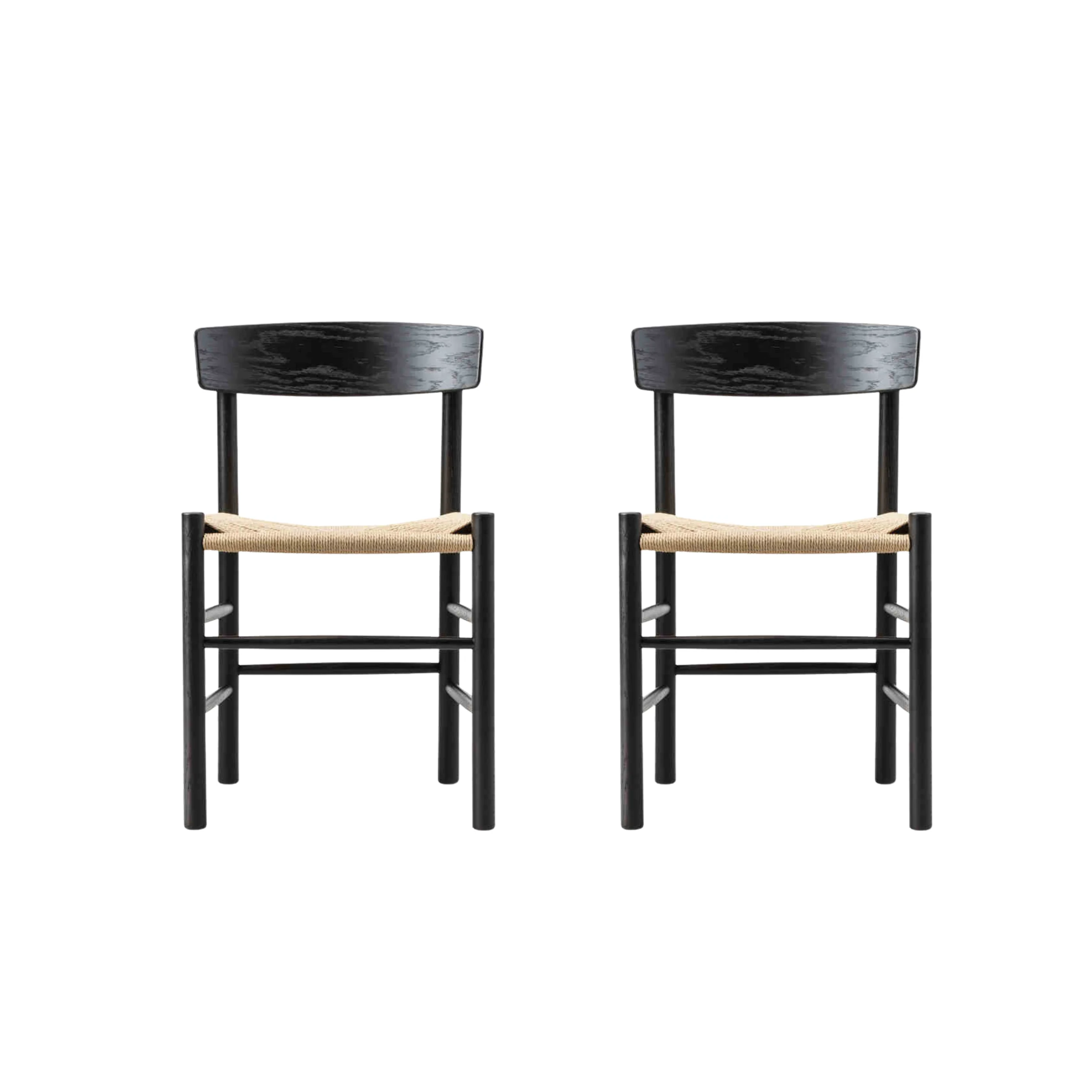 Borge Mogensen Shaker Chair J39 Replica, Black, Set of 2