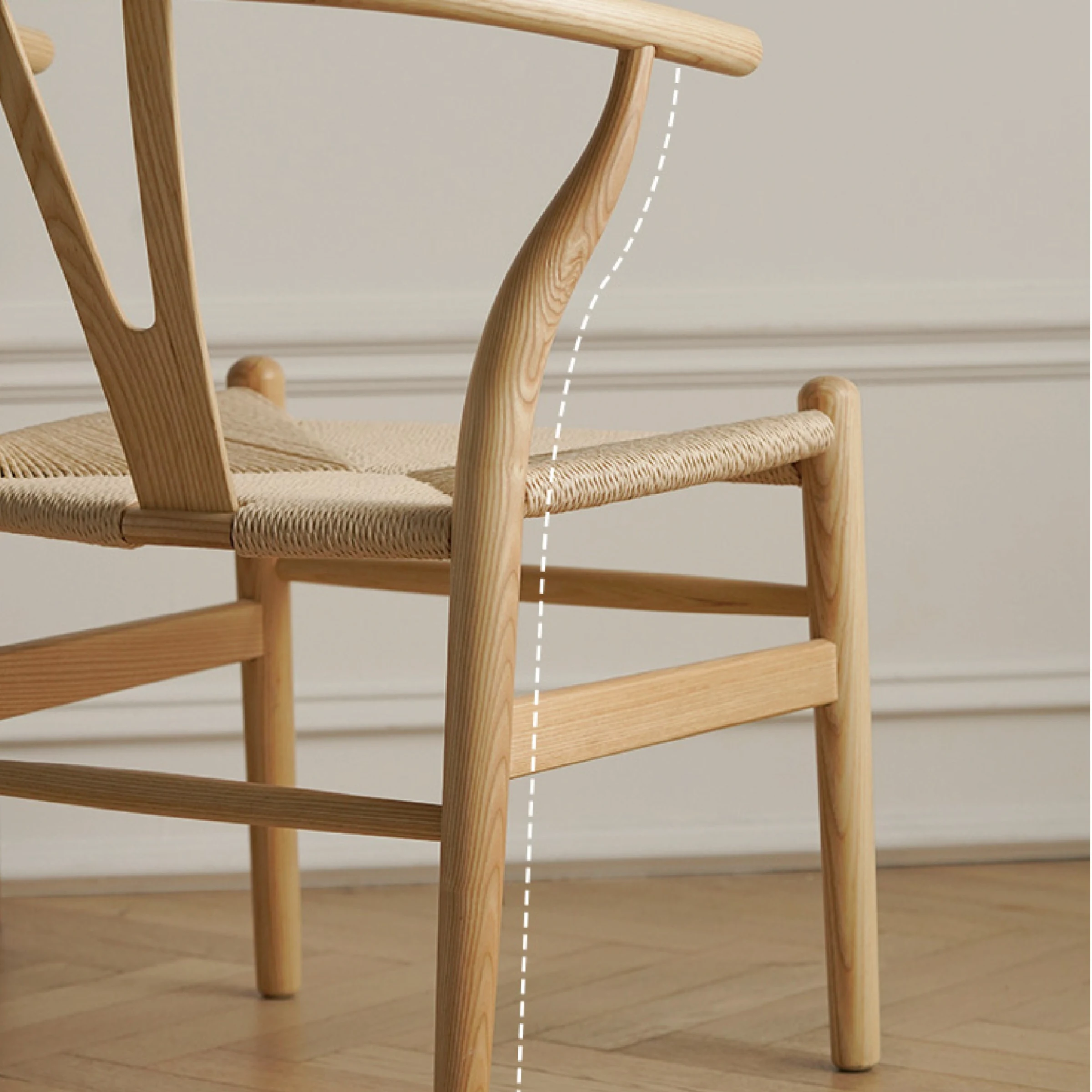 Replica Hans Wegner Wishbone Chair, Set of 2, Natural & White