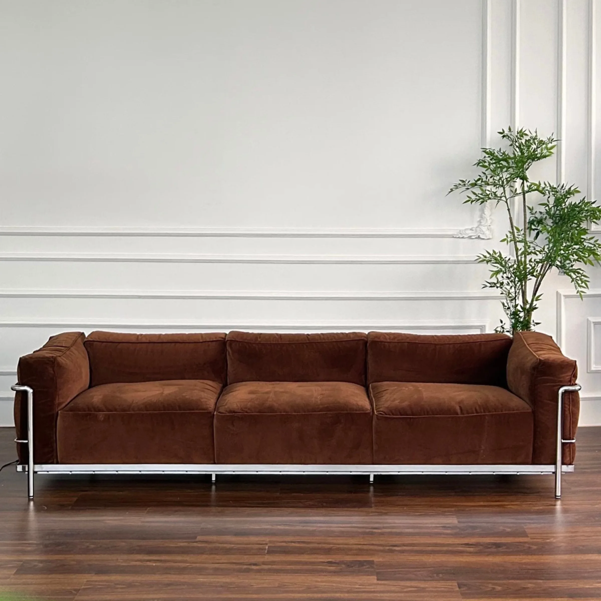 Le Corbusier LC3 Sofa Replica, 3-Seater, Brown