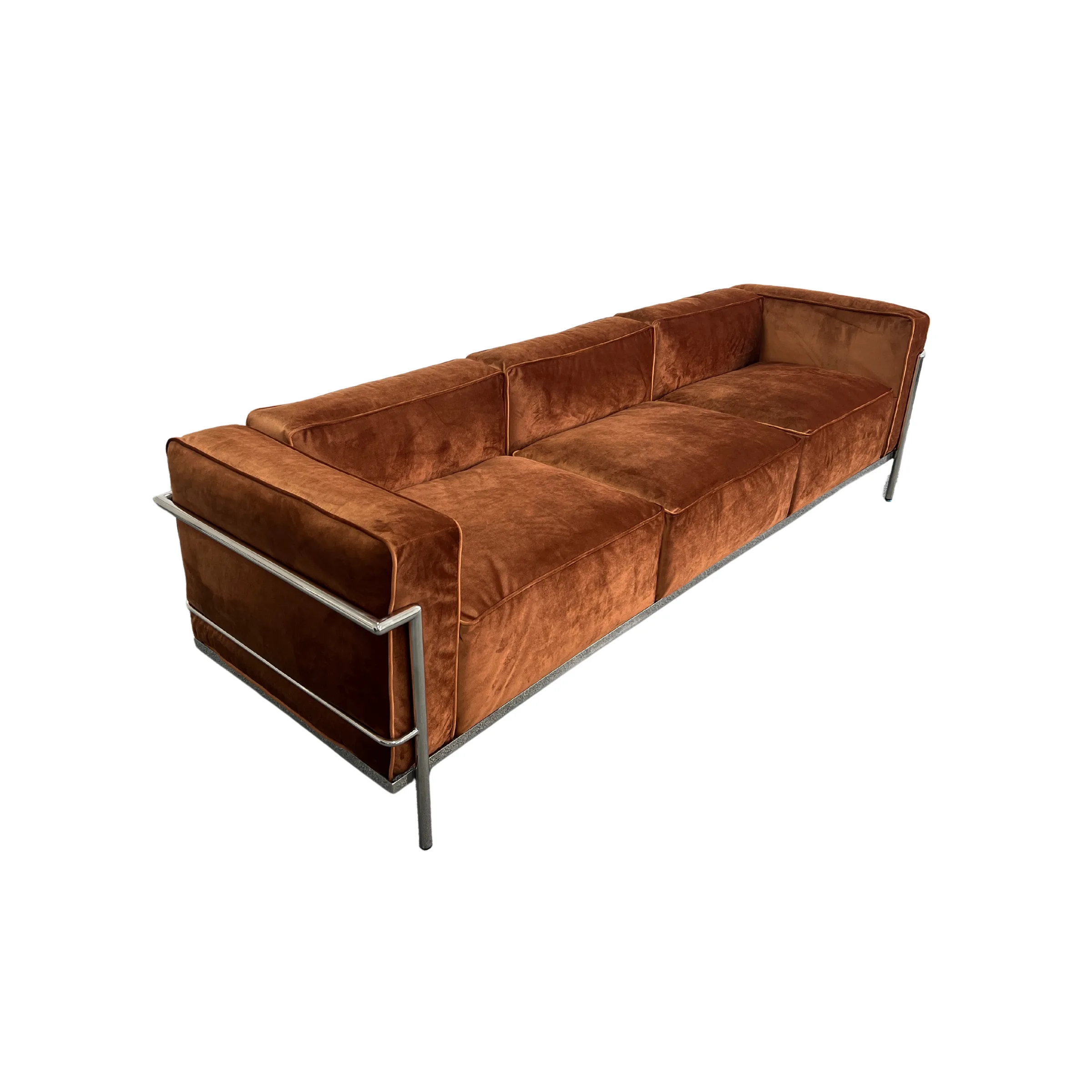 Le Corbusier LC3 Sofa Replica, 3-Seater, Brown
