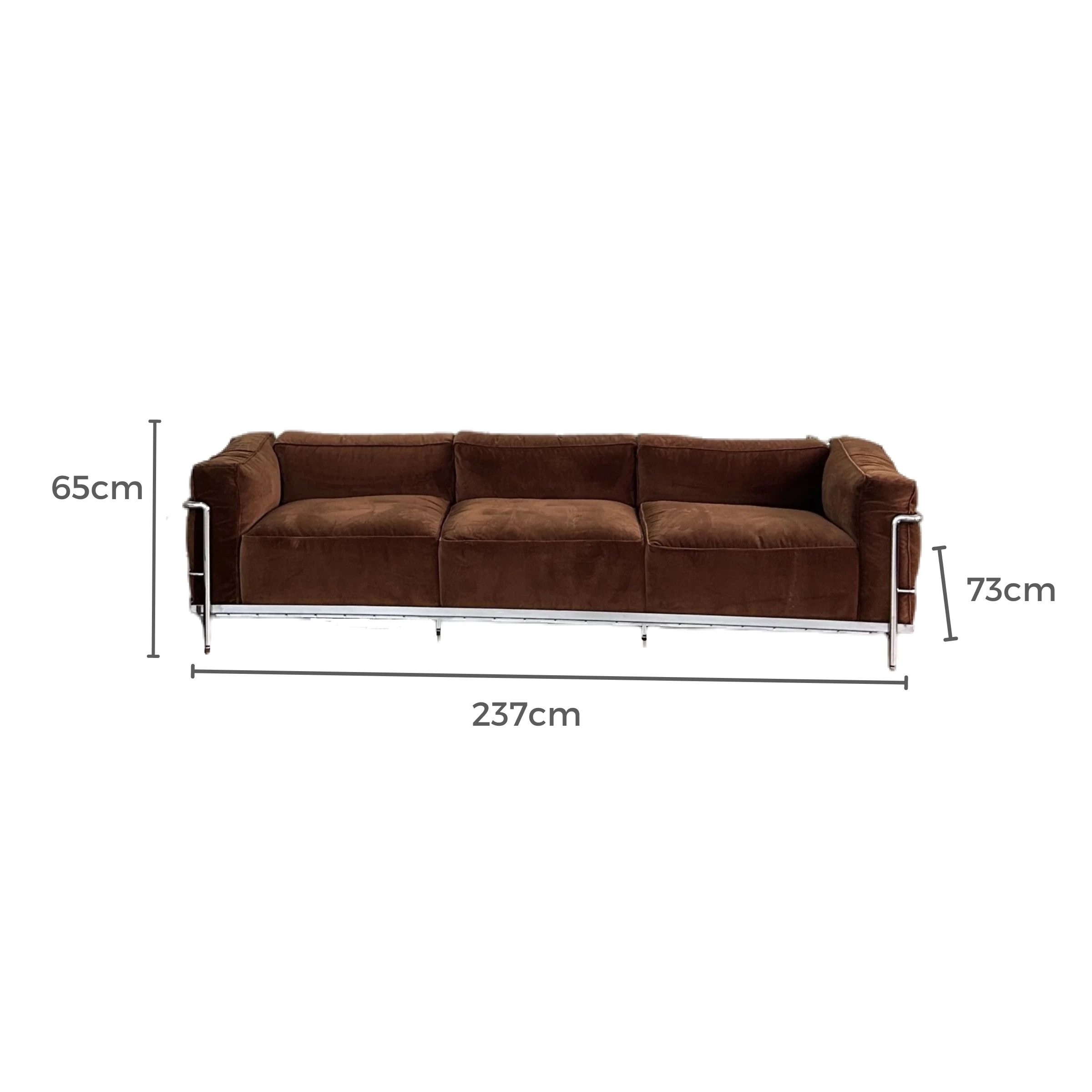 Replica Le Corbusier LC3 Sofa, 3-Seater, Brown