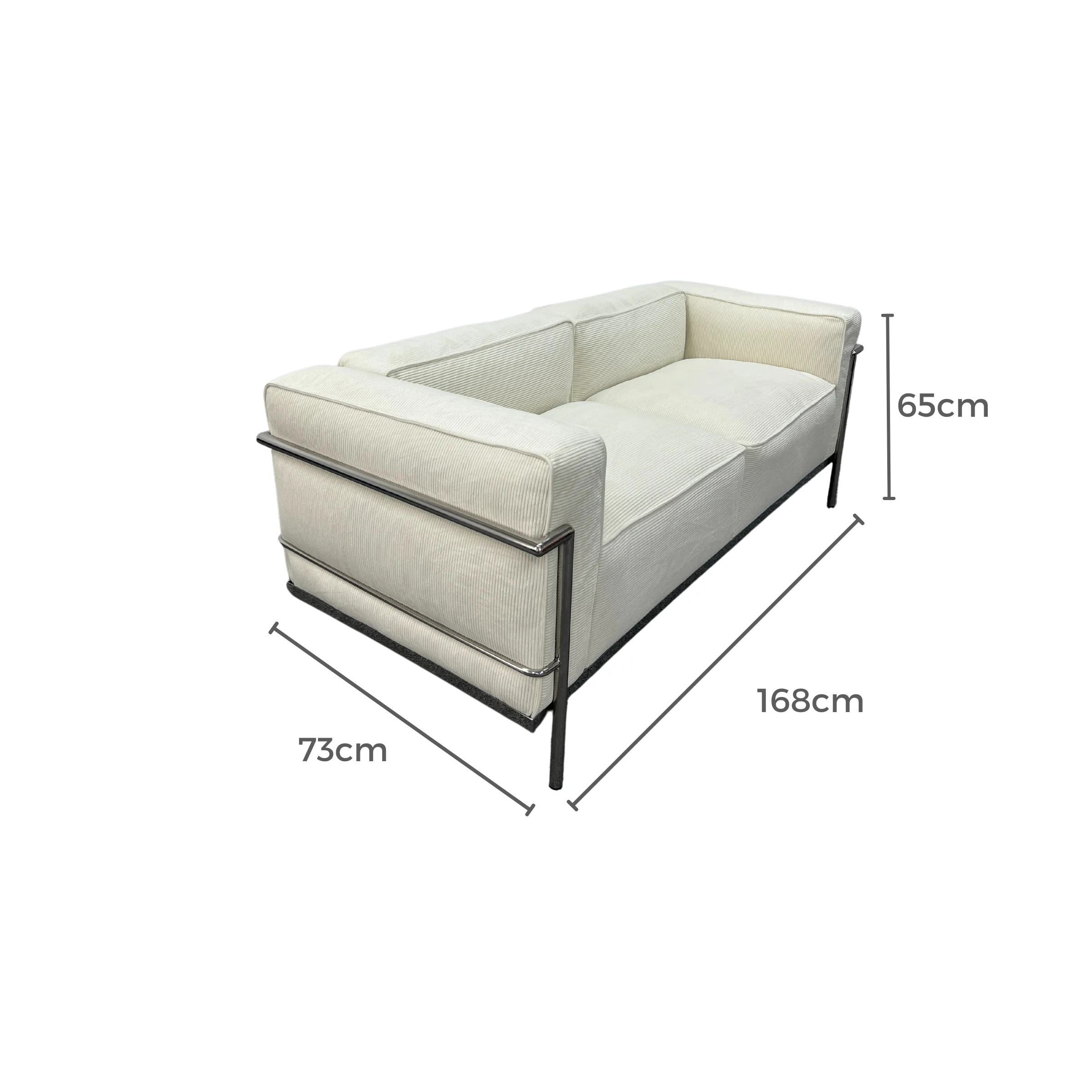 Le Corbusier LC3 Sofa Replica, 2-Seater, White