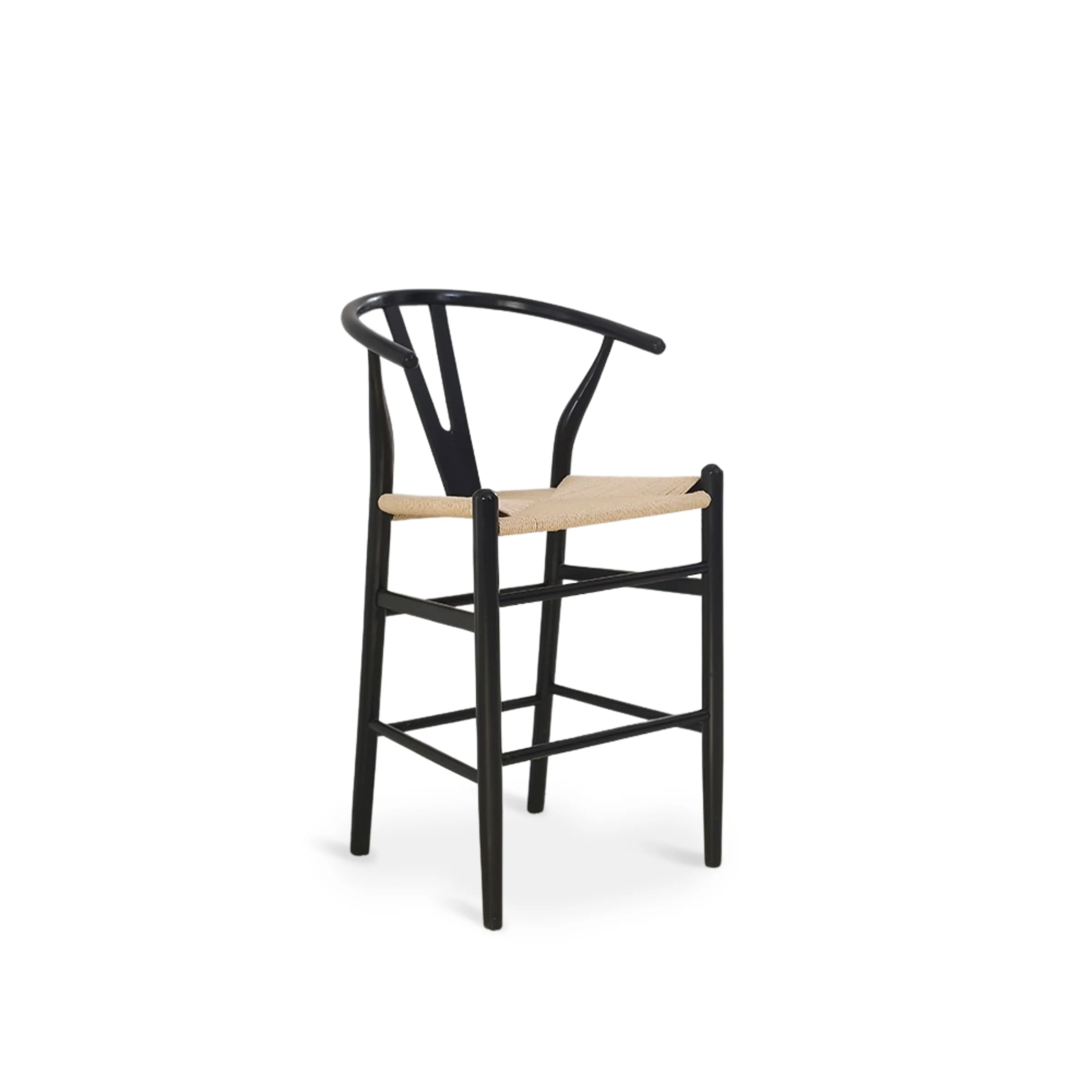 Replica Hans Wegner Wishbone Stool, Black & Natural