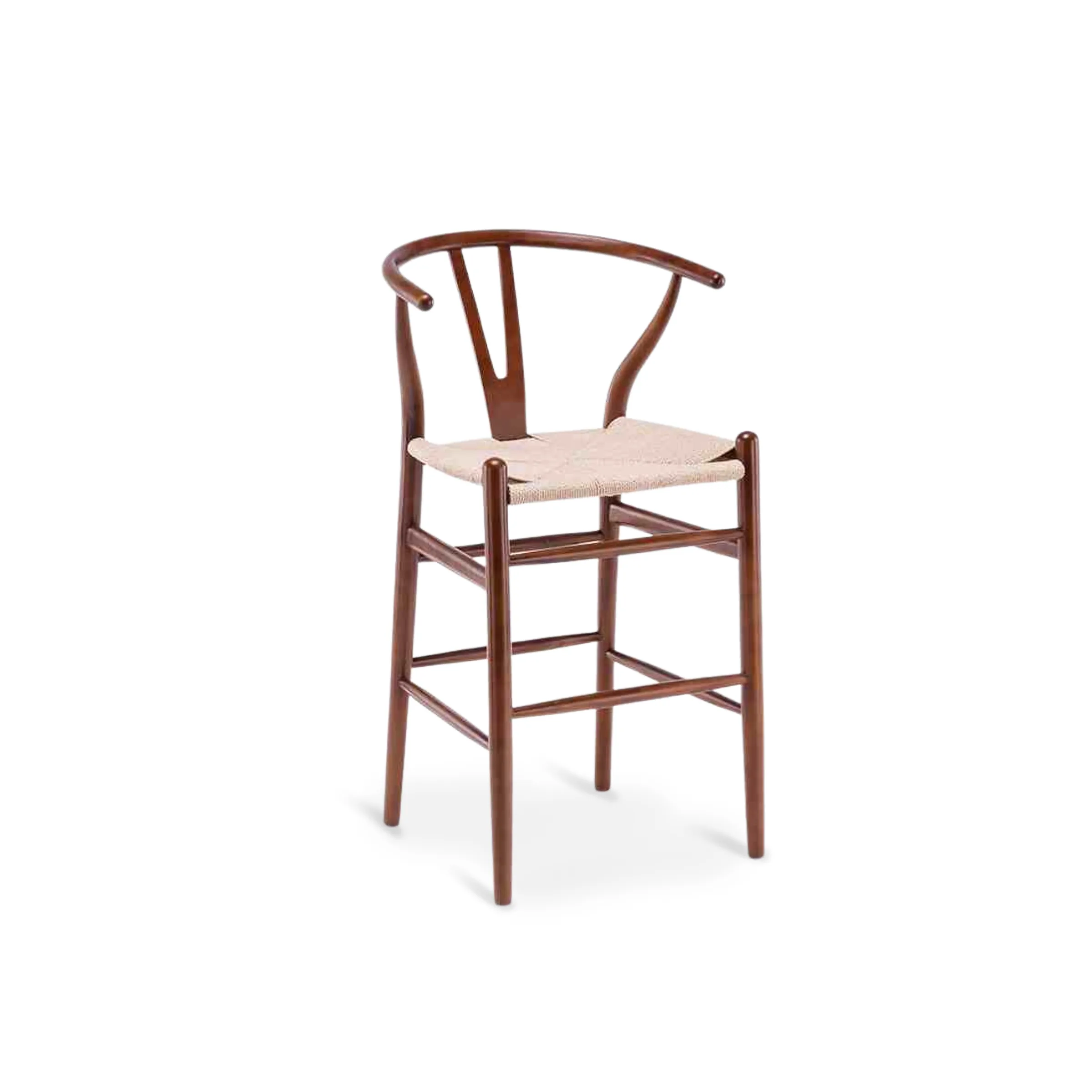 Replica Hans Wegner Wishbone Stool, Walnut & Natural