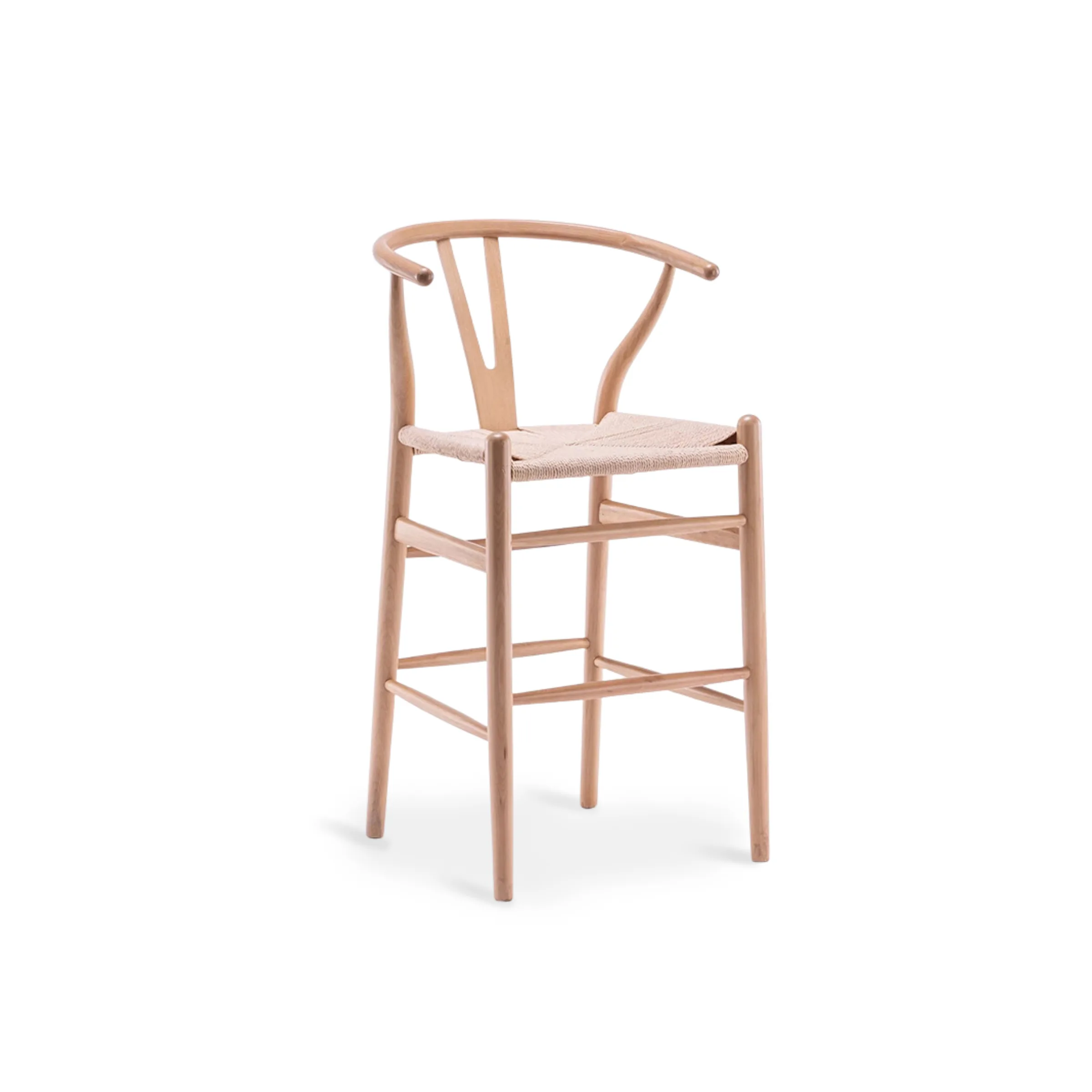 Hans Wegner Wishbone Bar Stool Replica, Natural