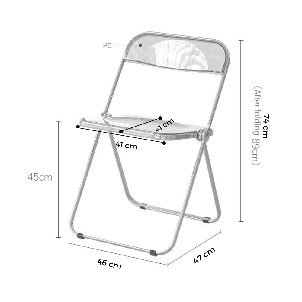 MODE Larkin Acrylic Folding Dining Chair, 46x47CM, Transparent