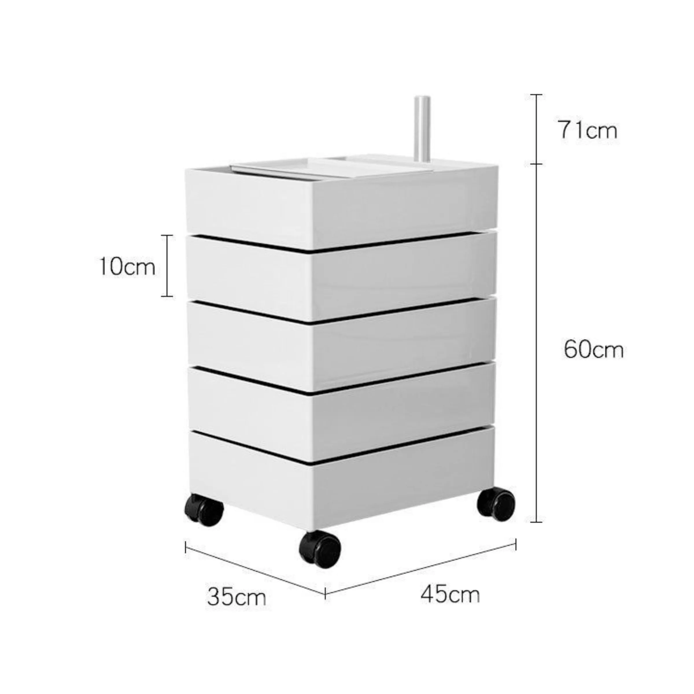 MODE Rosa Rotatable Trolley on Wheels, 45x35CM, White