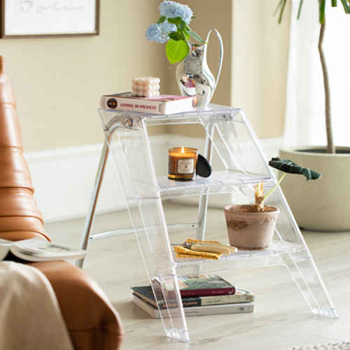 Merike Elevate Laddar Side Table, 44x52CM, Transparent