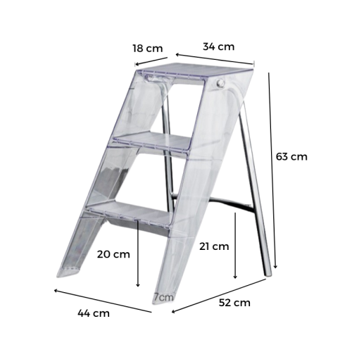 Merike Elevate Laddar Side Table, 44x52CM, Transparent