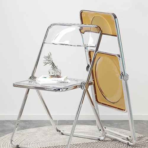 MODE Larkin Minimalist White Folding Desk with Transparent Chair