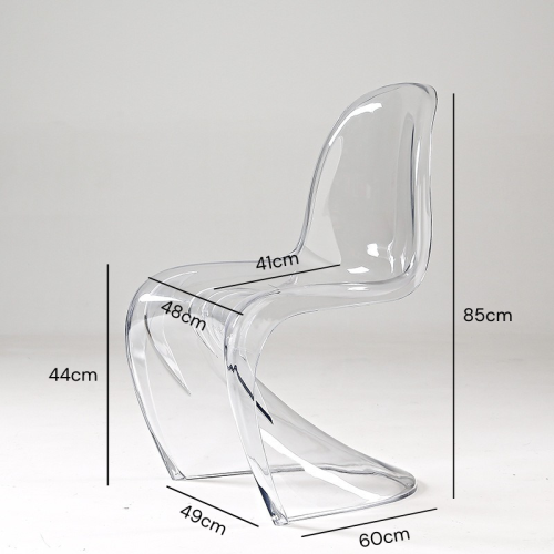 Merike Curve Chair, 49x60CM, Transparent, Set of 4