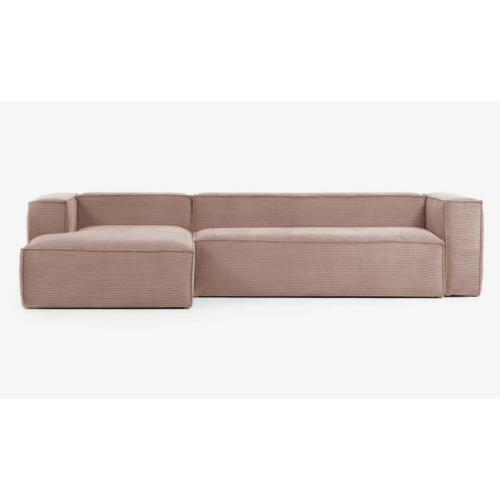 Kave Home Blok 4-Seat Modular Sofa with Left Chaise, Corduroy, Pink