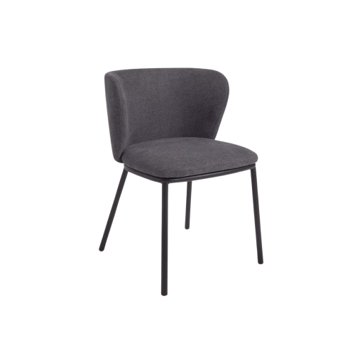 Kave Home Ciselia Chenille Dining Chair, Dark Grey
