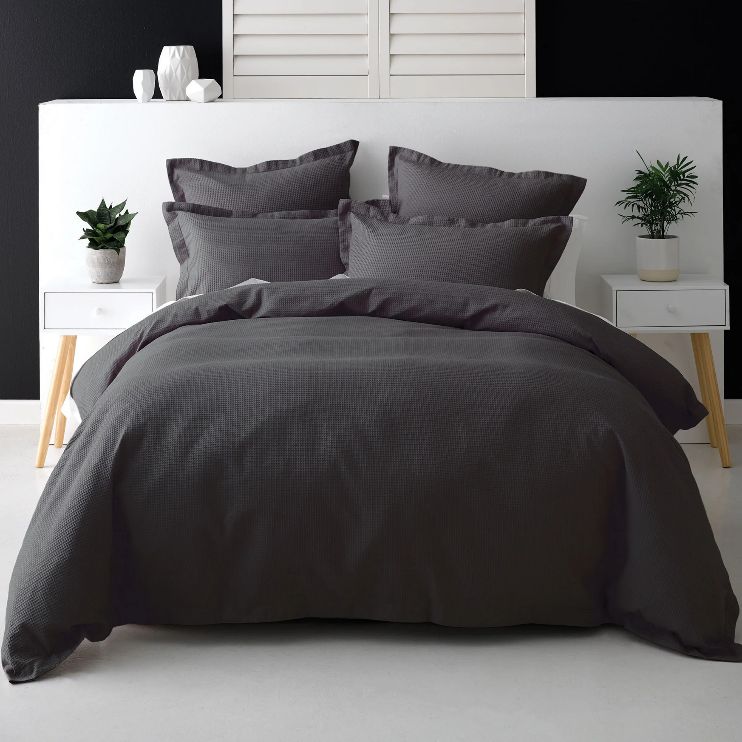 SAVONA Nova Duvet Cover Set, Charcoal, Single
