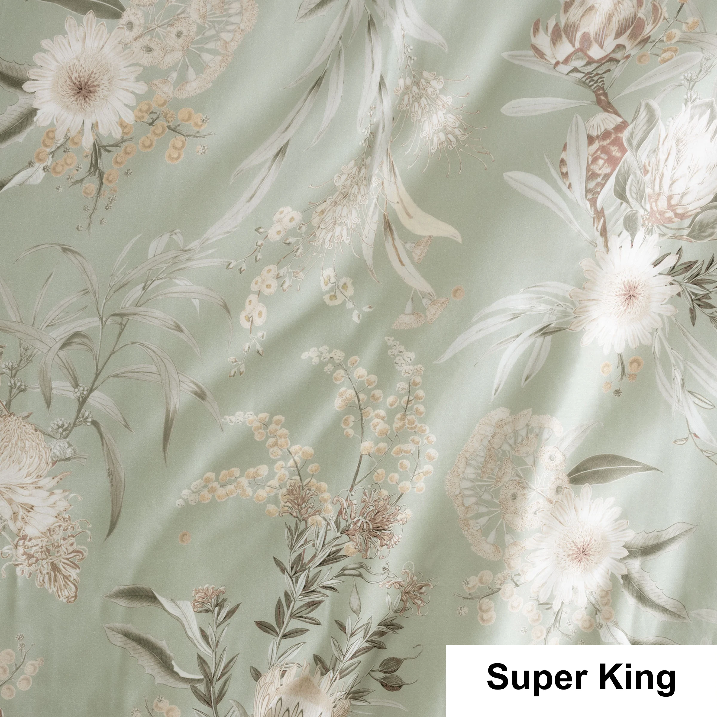 SAVONA Nella Duvet Cover Set, Sage, Super King