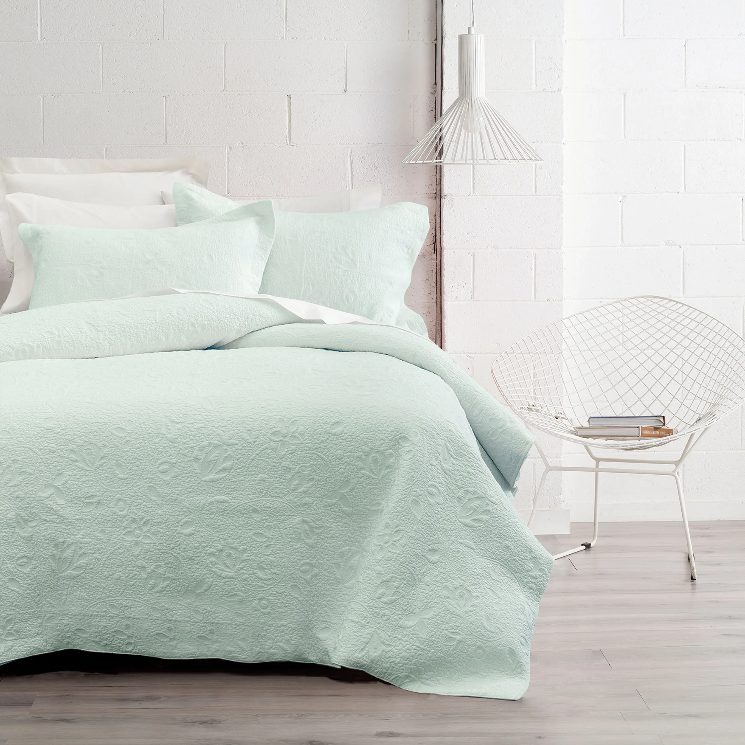 SAVONA Chantel Bedspread, Duckegg, Single