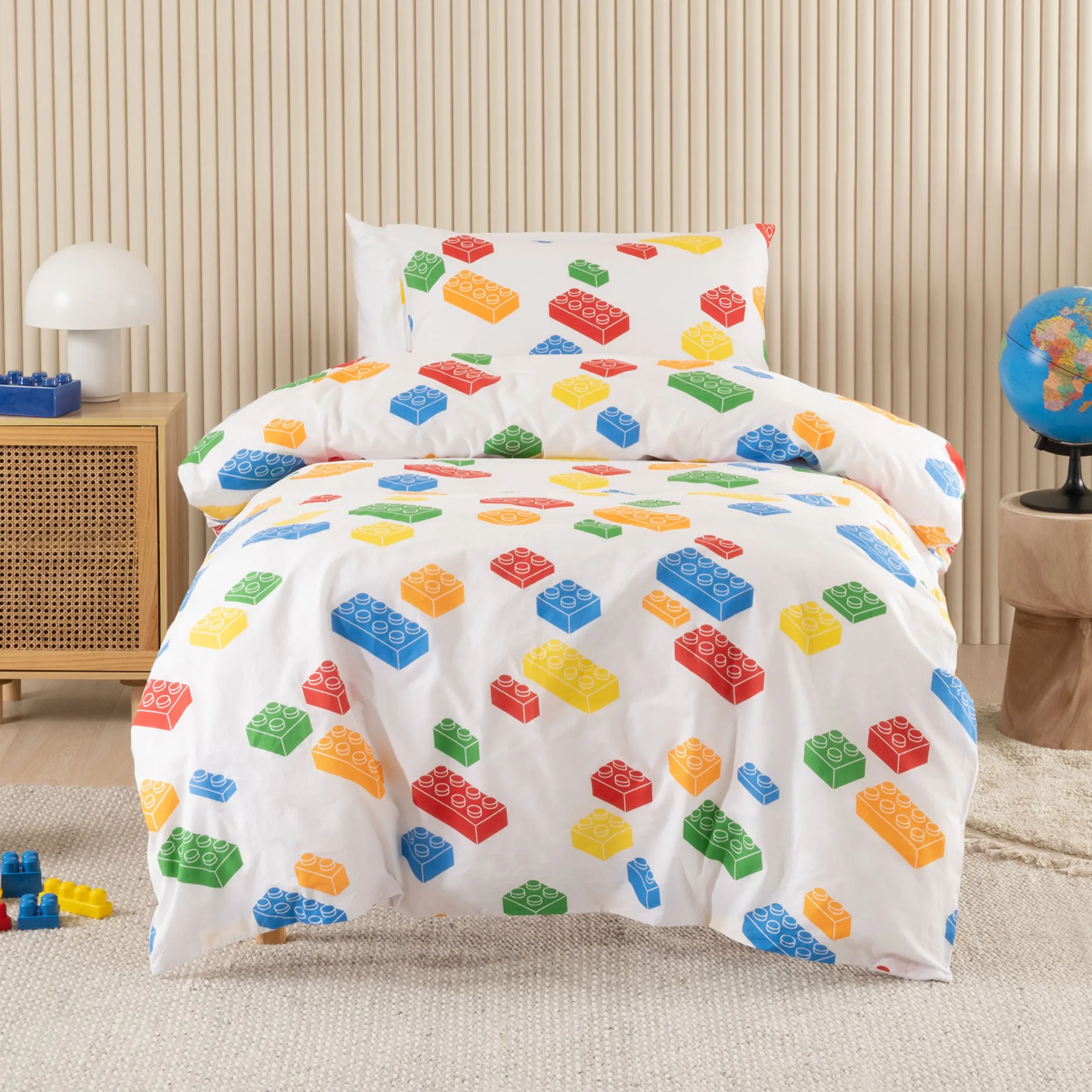 SQUIGGLES Block Party Duvet Cover Set, White, Single