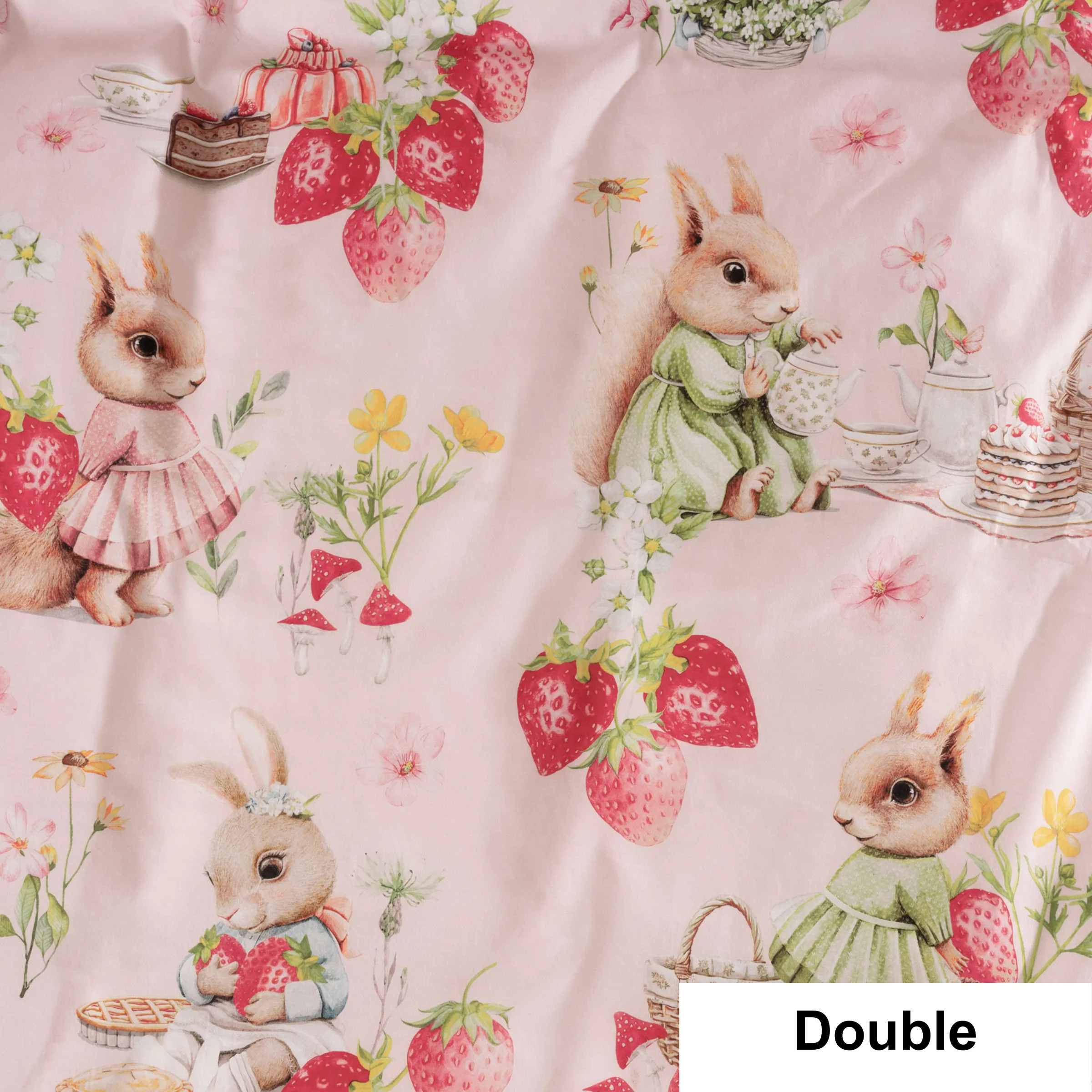 SQUIGGLES Strawberry Garden Duvet Cover Set, Blush, Double