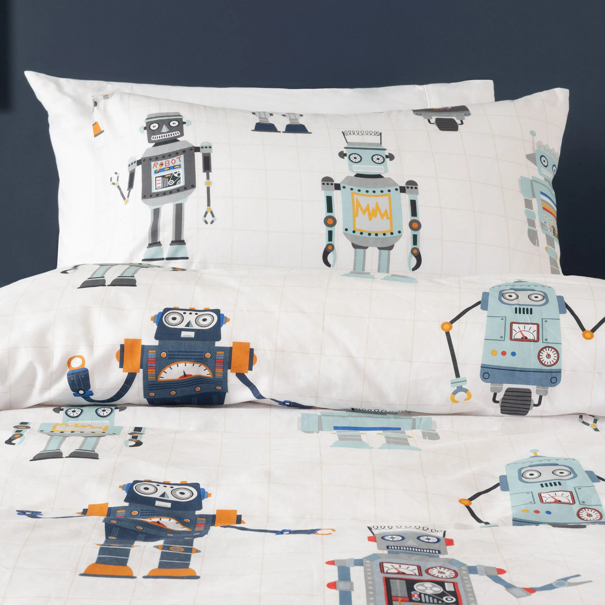SQUIGGLES Retro Robot Duvet Cover Set, Multi, Single