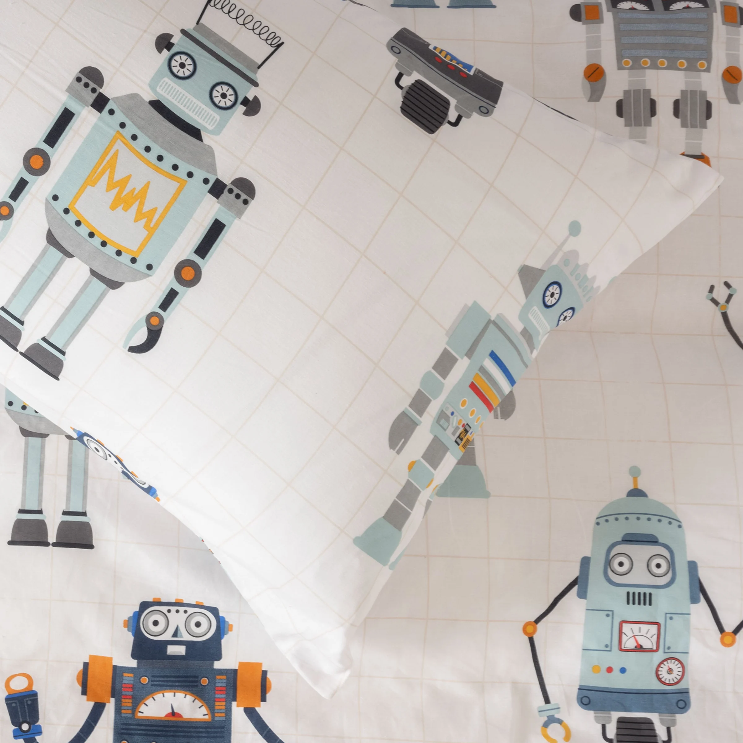 SQUIGGLES Retro Robot Duvet Cover Set, Multi, Single