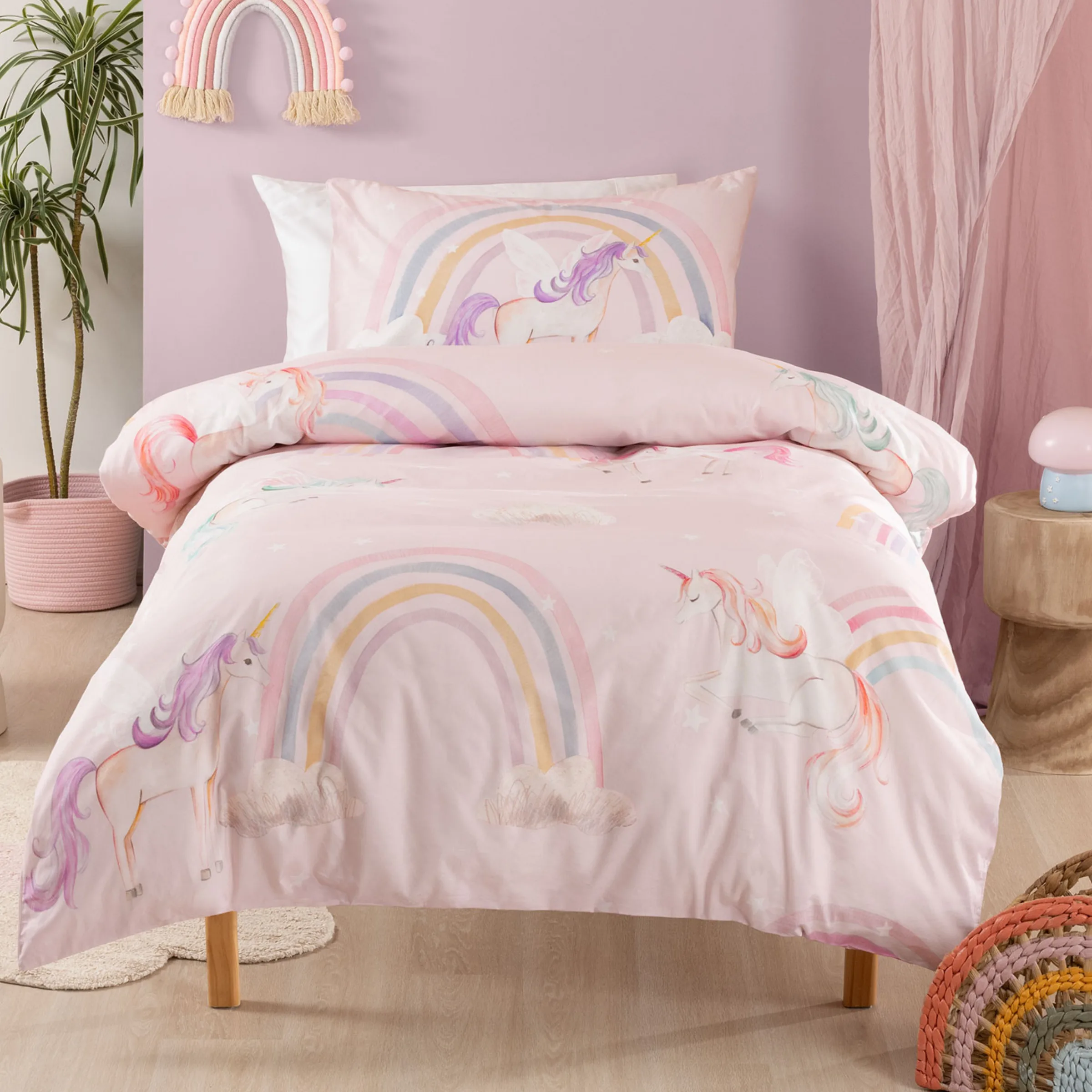 SQUIGGLES Unicorn Utopia Duvet Cover Set, Shell, Single