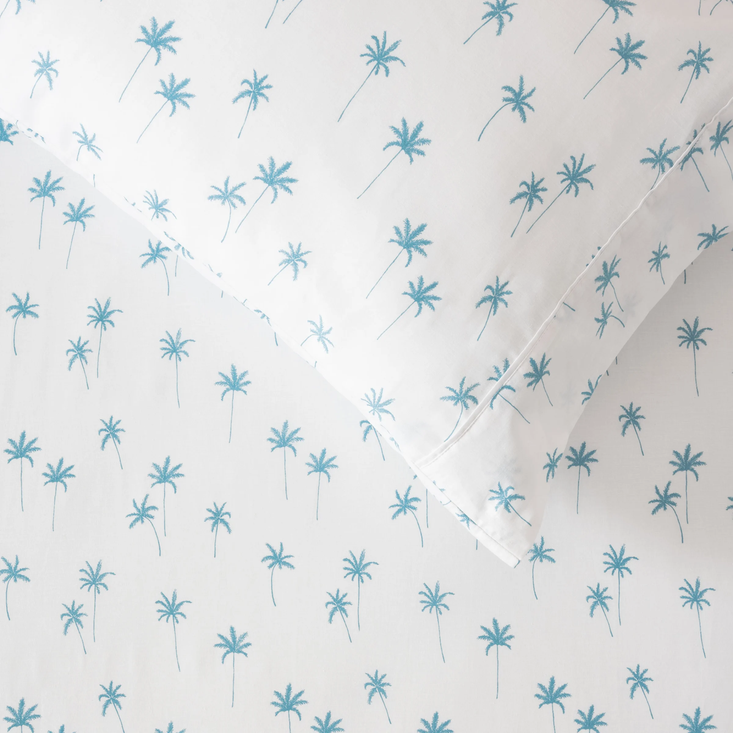 SQUIGGLES Palms Fitted Sheet Set, Teal, Double