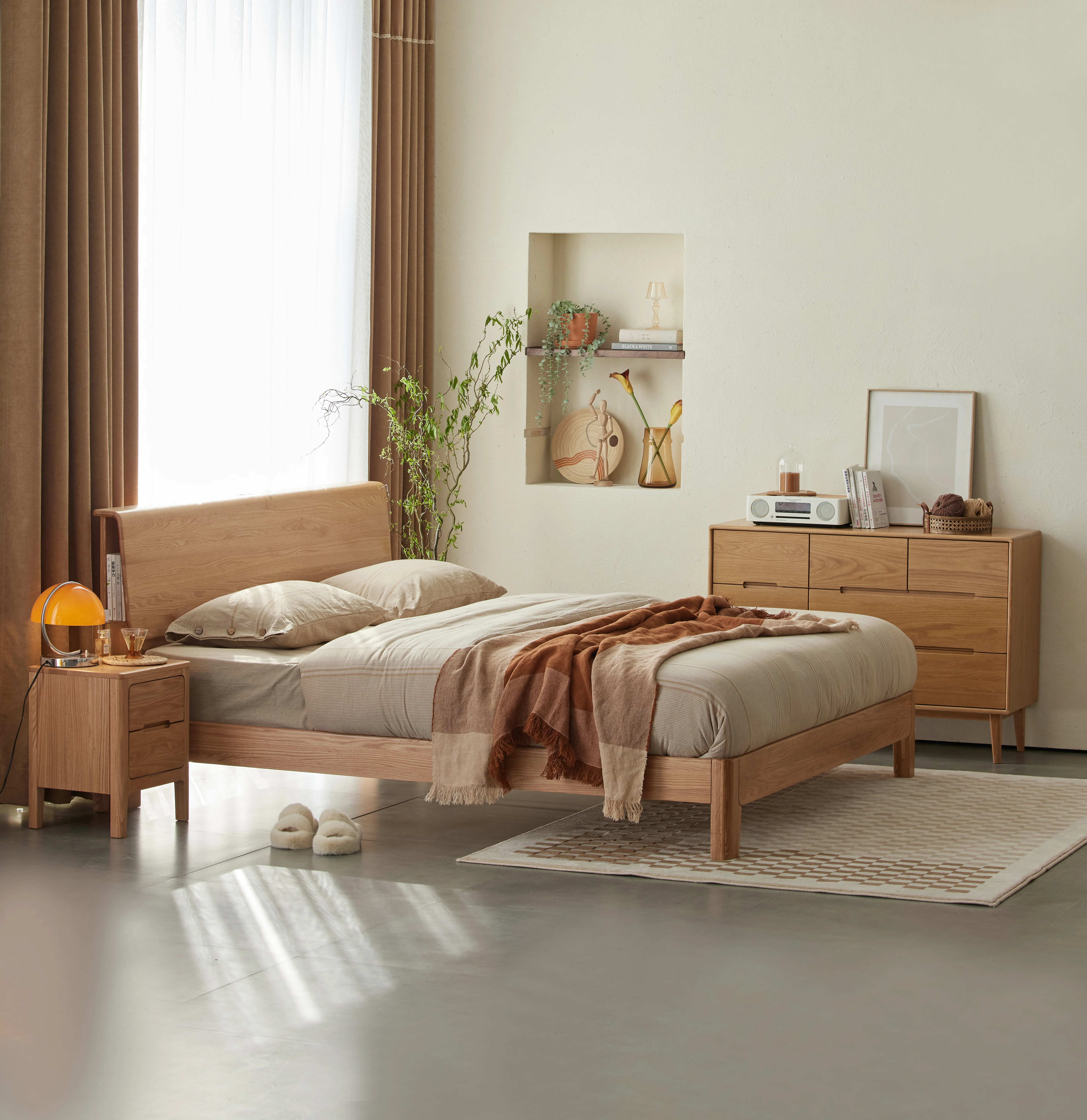 Solidwood Bailey Super King Bed Frame, Low Profile, Oak