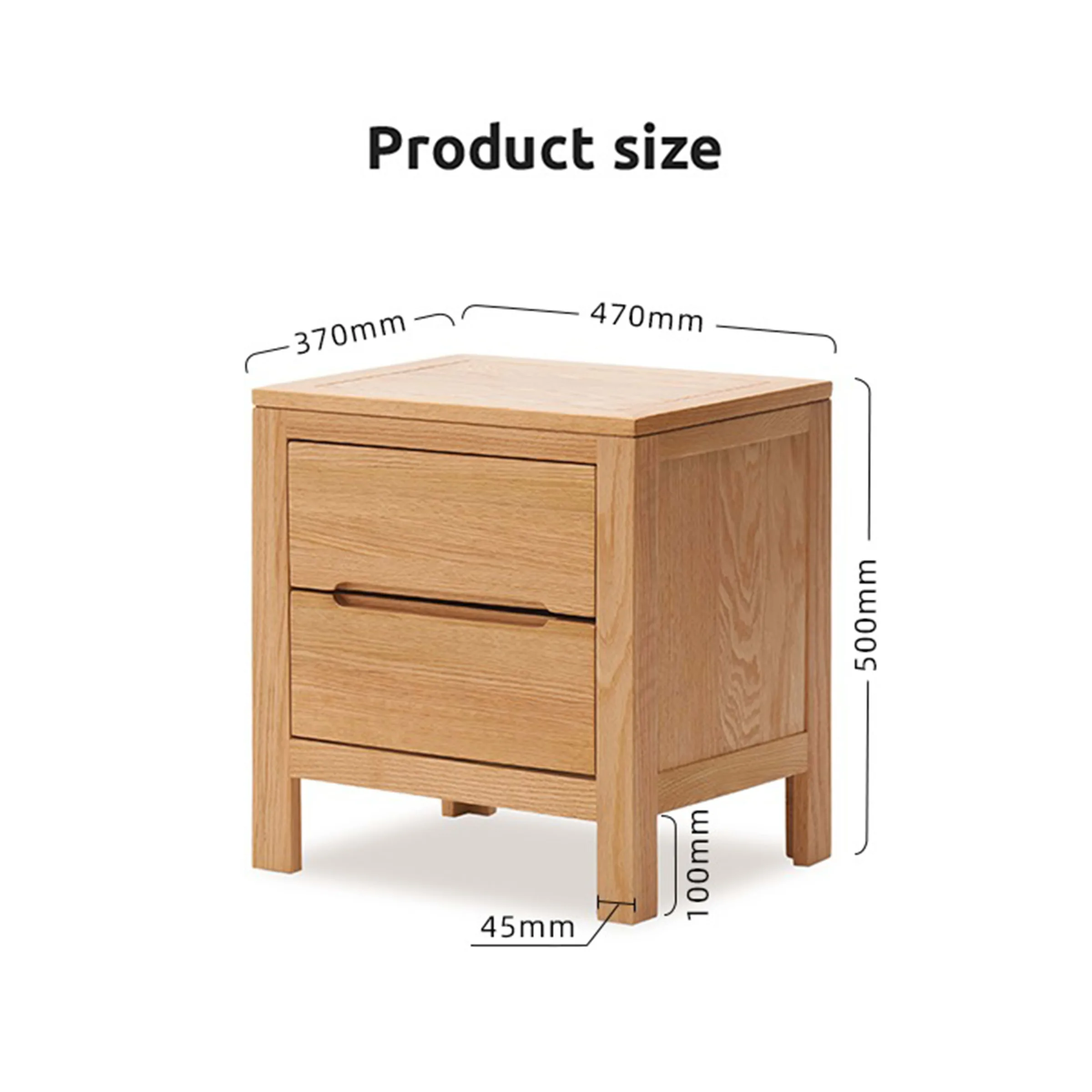 Solidwood Edinburgh 2PCS Bedside Table Set, Oak