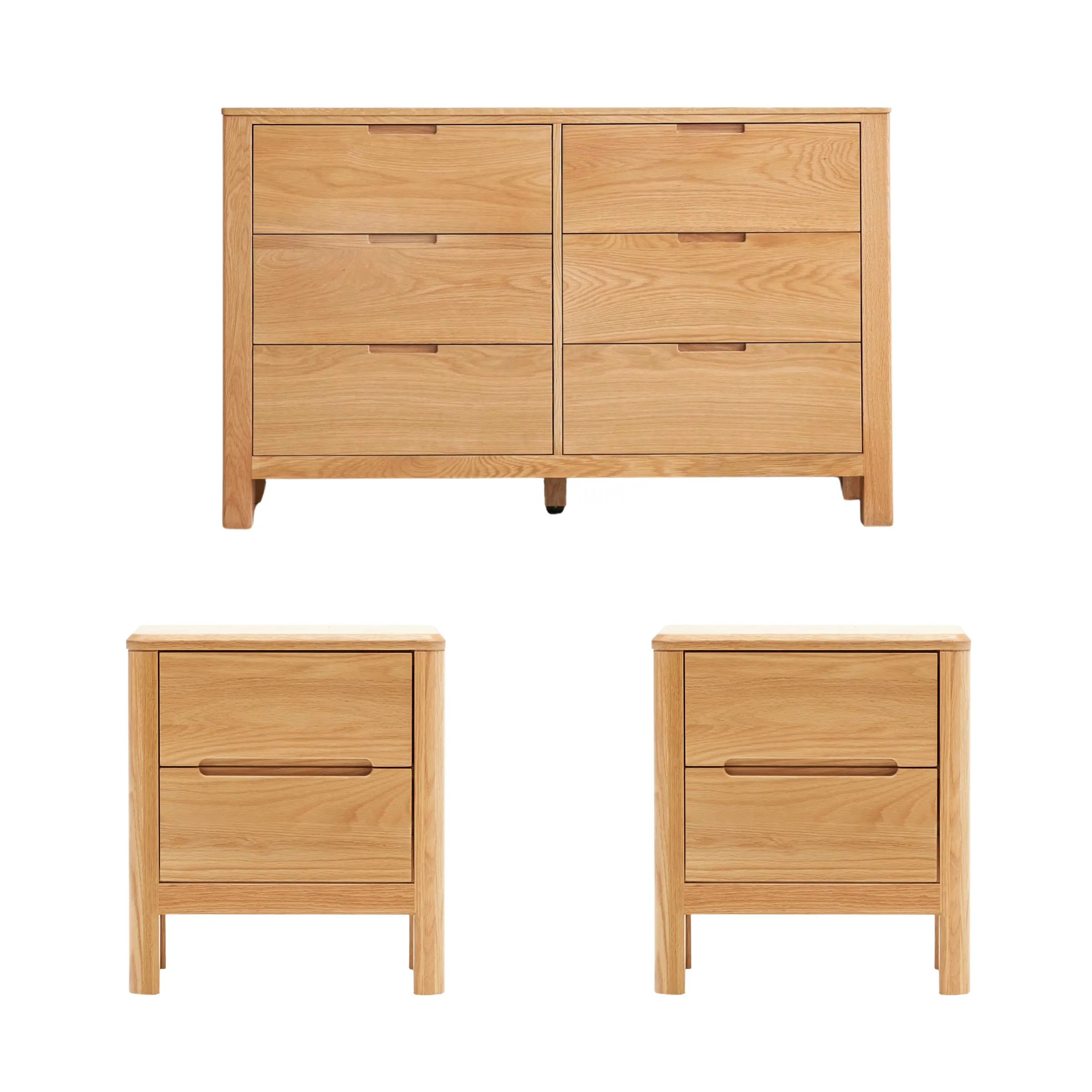 Solidwood Norway 3PCS Bedroom Set, 6-Drawer Lowboy