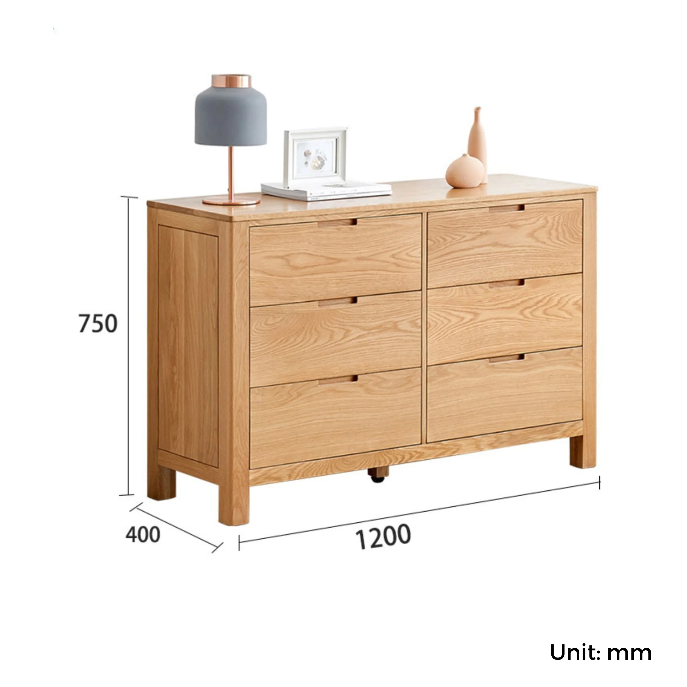 Solidwood Norway 3PCS Bedroom Set, 6-Drawer Lowboy