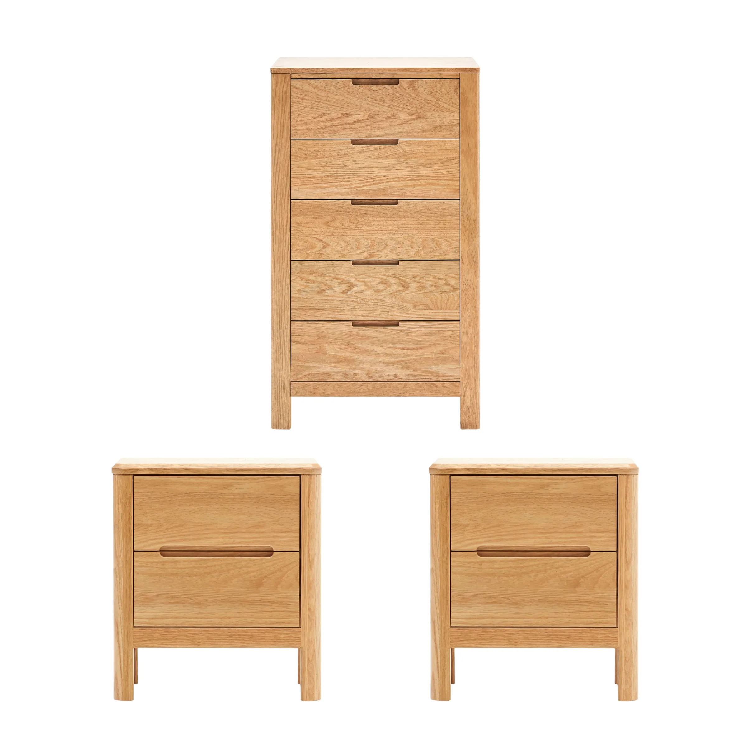 Solidwood Norway 3PCS Bedroom Set, 5-Drawer Tall Boy
