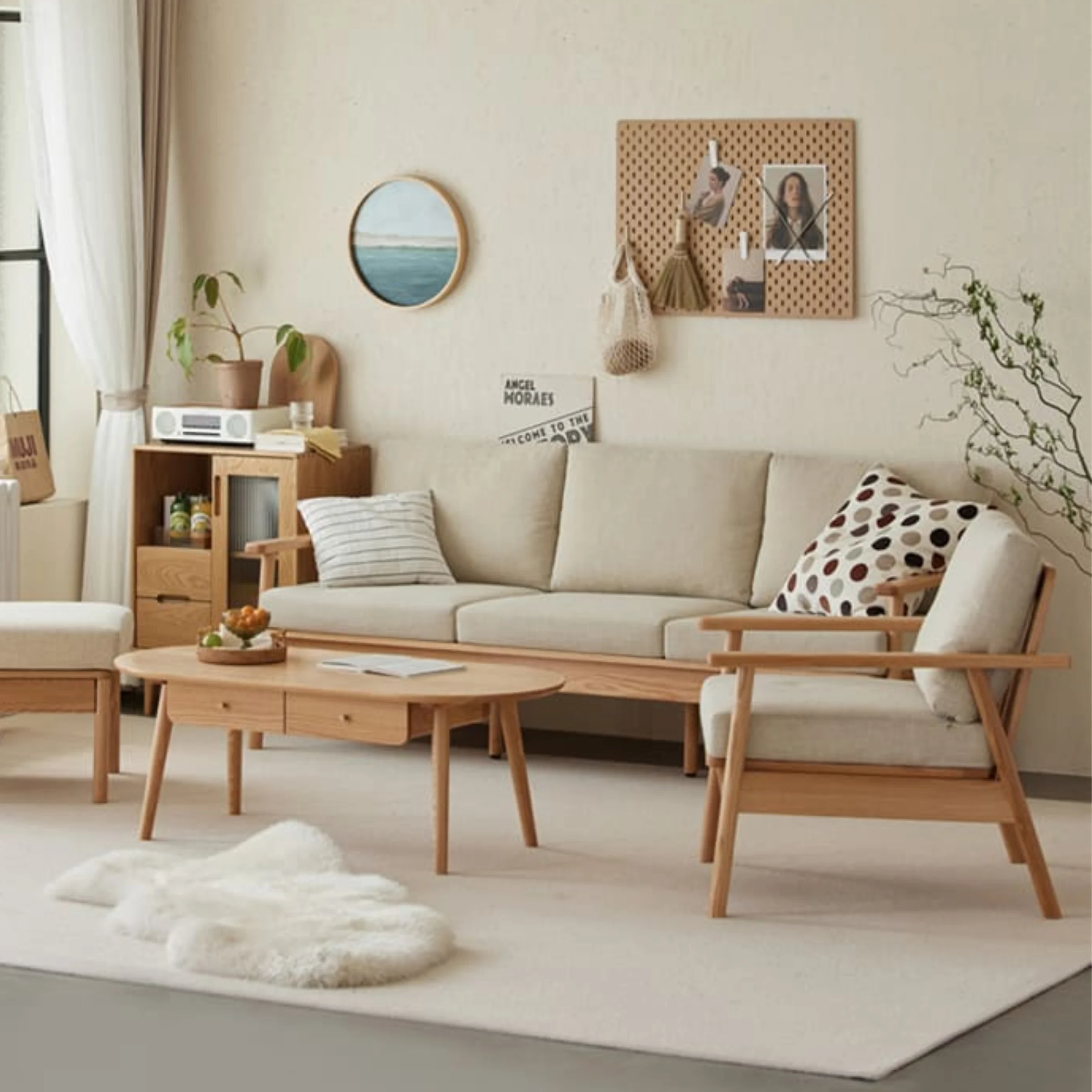 Solidwood Seattle 2PCS Armchair Set, Oak