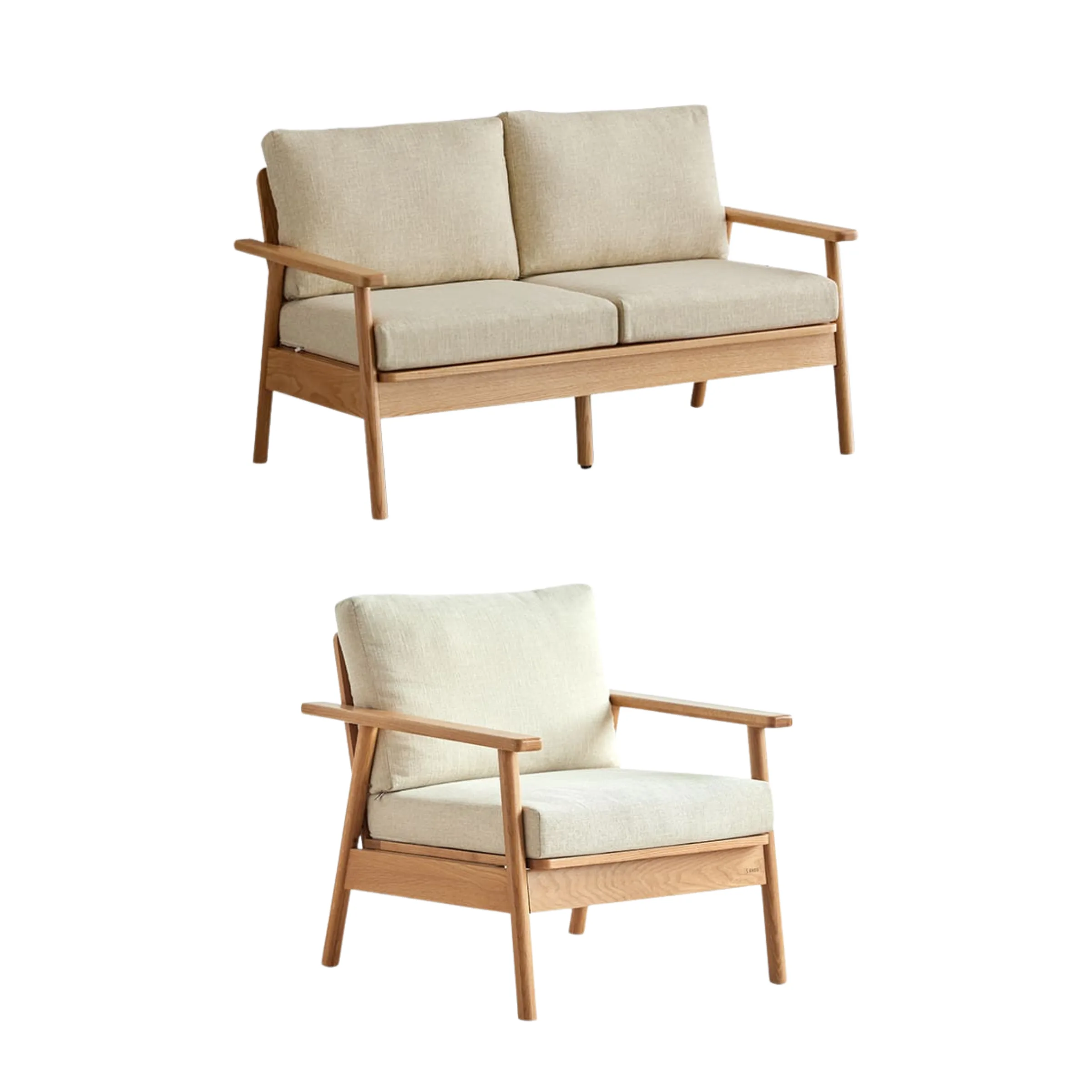 Solidwood Seattle 2PCS Sofa Set, 2+1 Seater, Oak