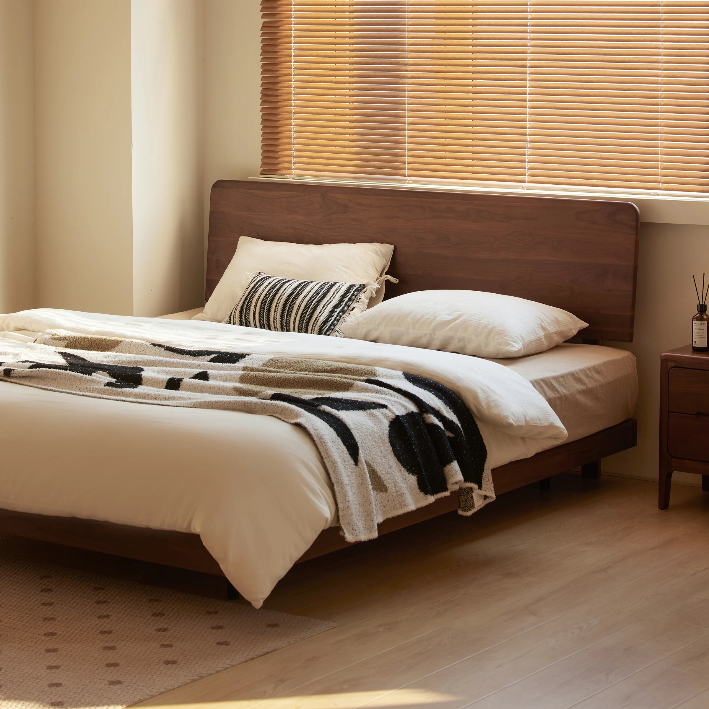 Solidwood Nordin Walnut Super King Bed Frame with Adjustable Headboard