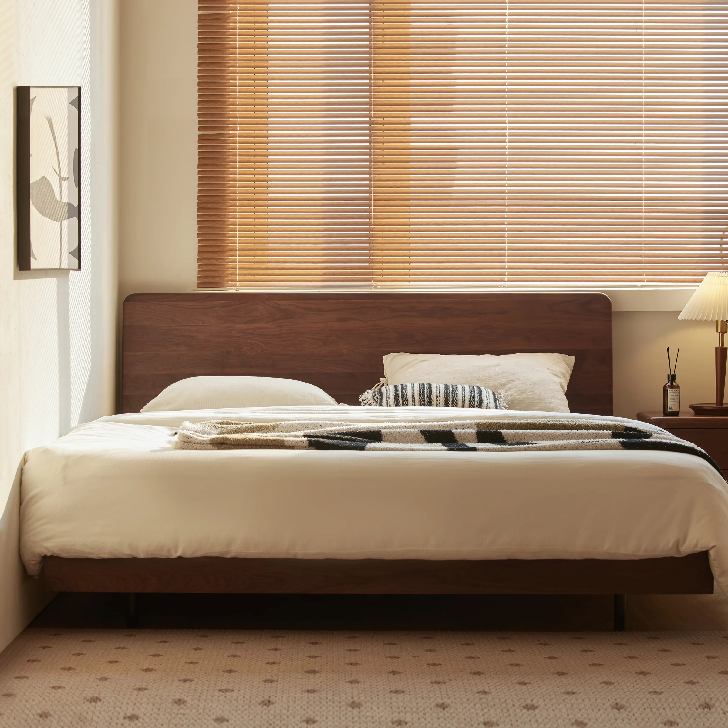 Solidwood Nordin Walnut Super King Bed Frame with Adjustable Headboard
