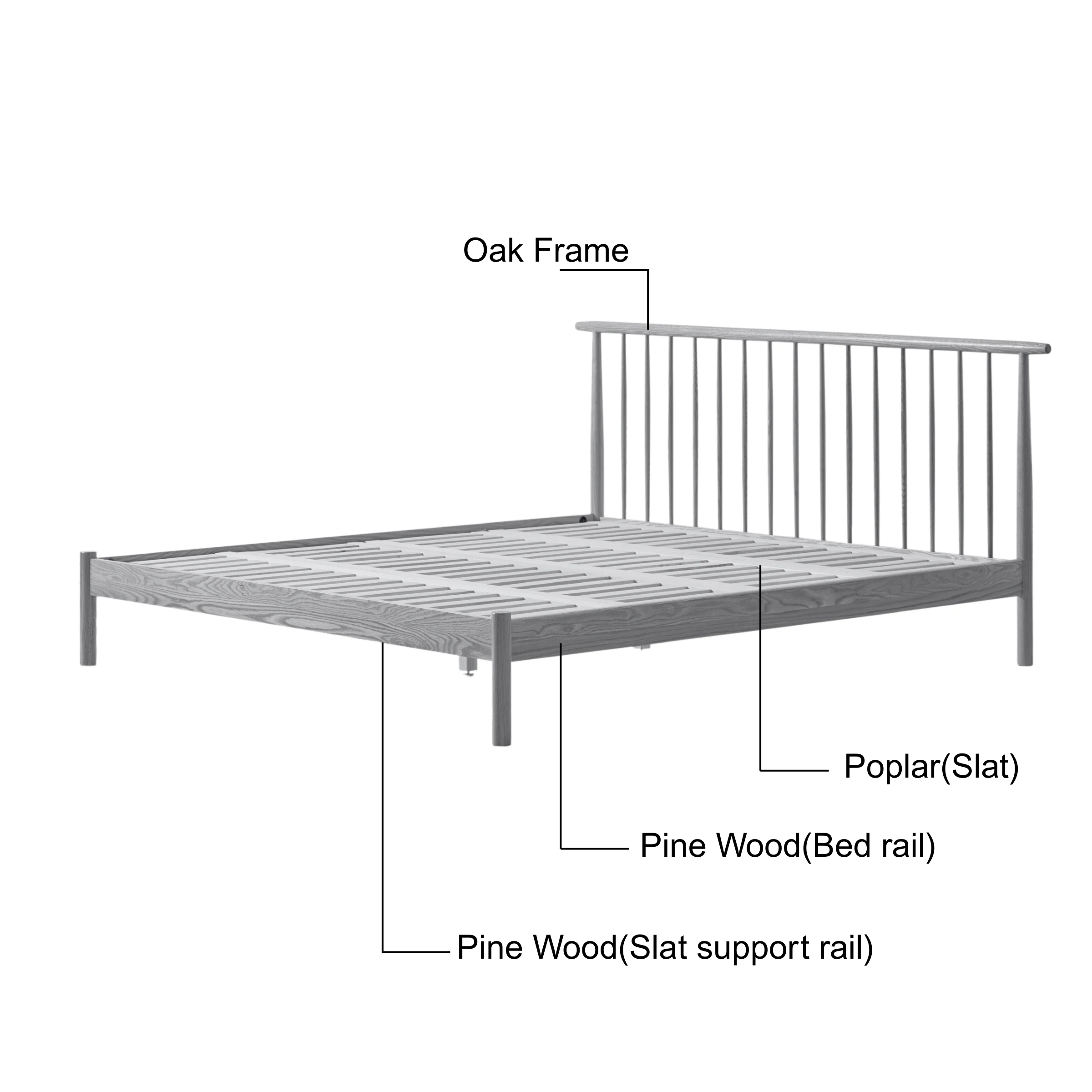 Solidwood Santa Rosa Small Double Bed Frame, Natural