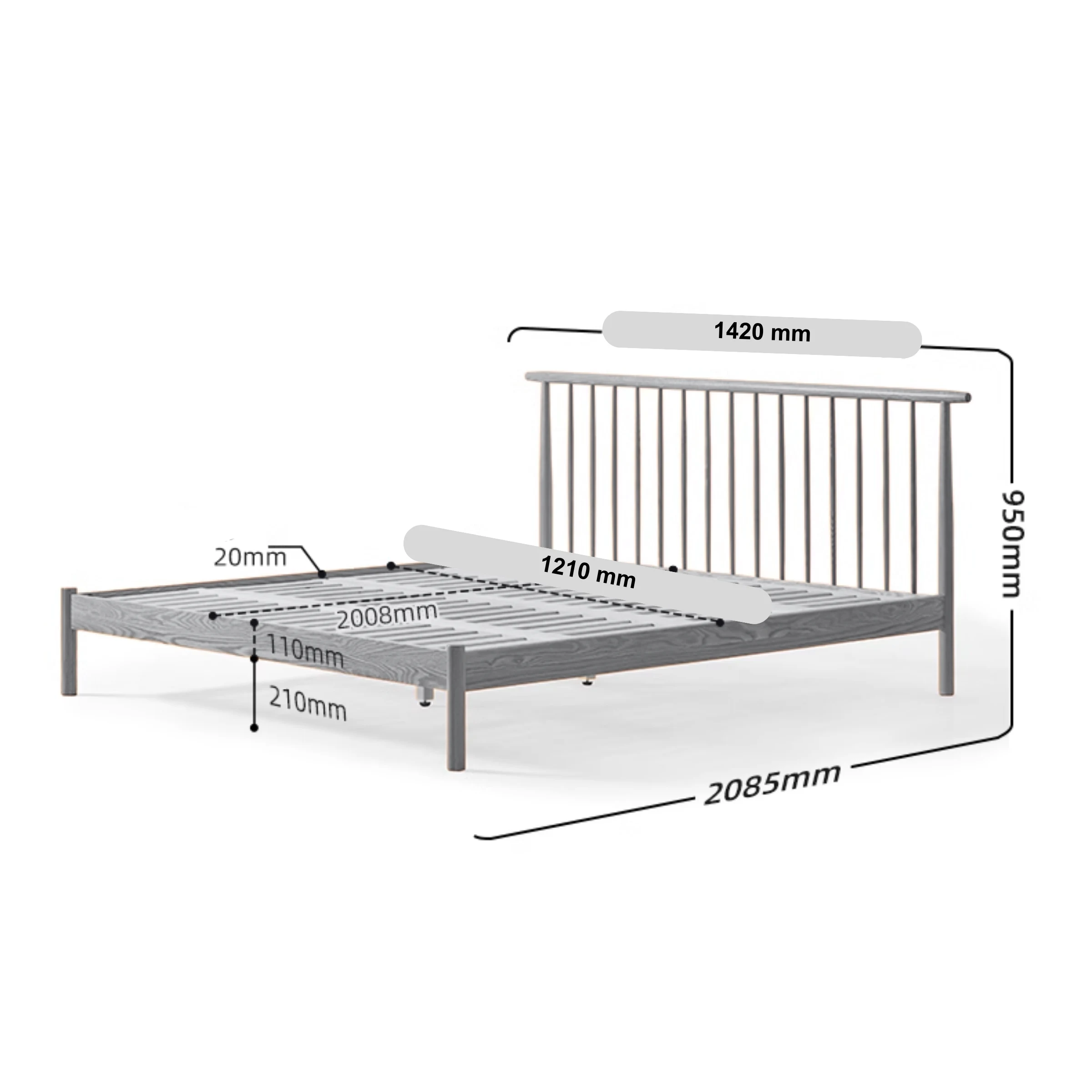 Solidwood Santa Rosa Small Double Bed Frame, Natural